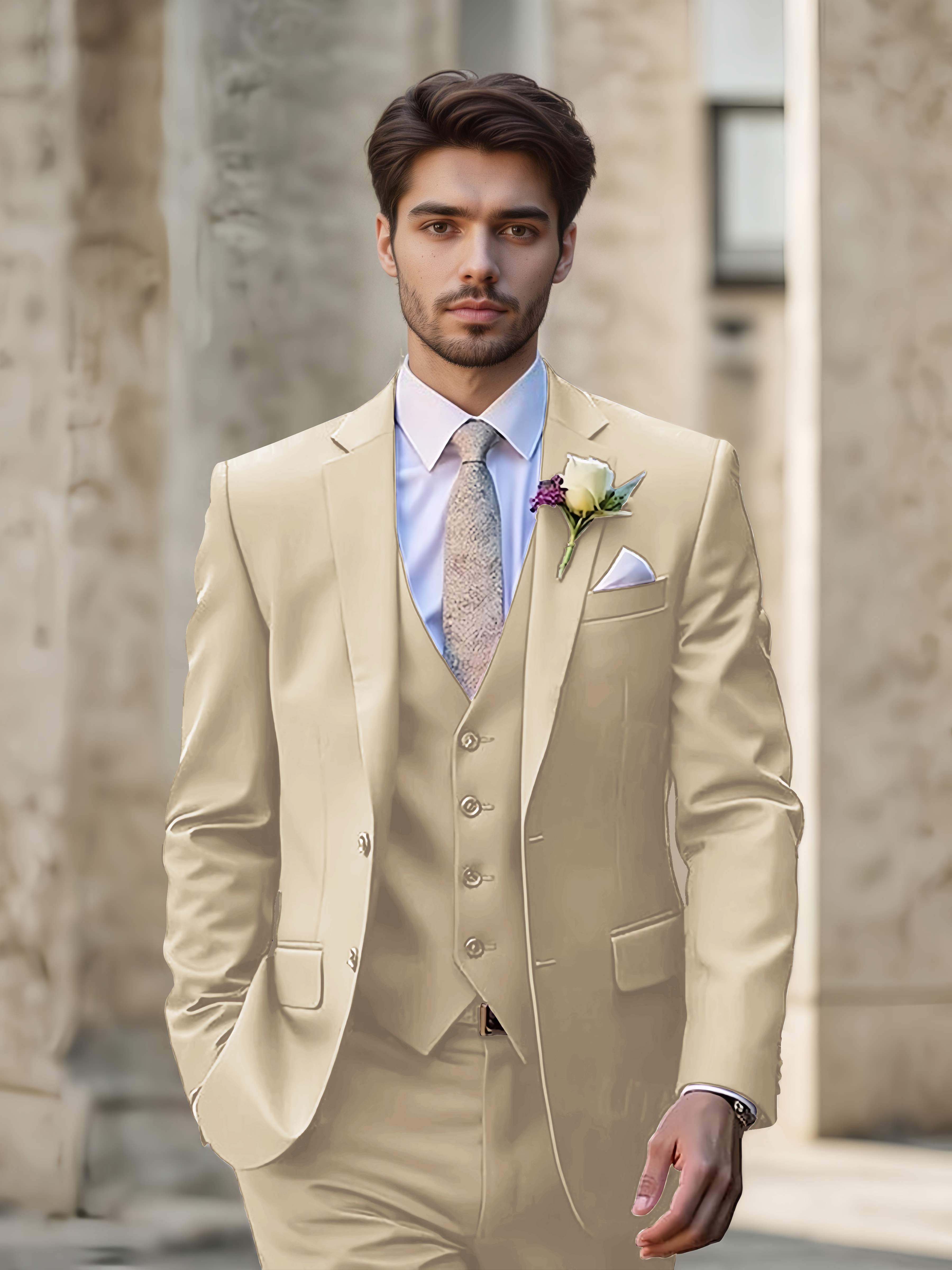 Modern Men's Wedding Suit 3 Pieces Single Breasted Event Suits