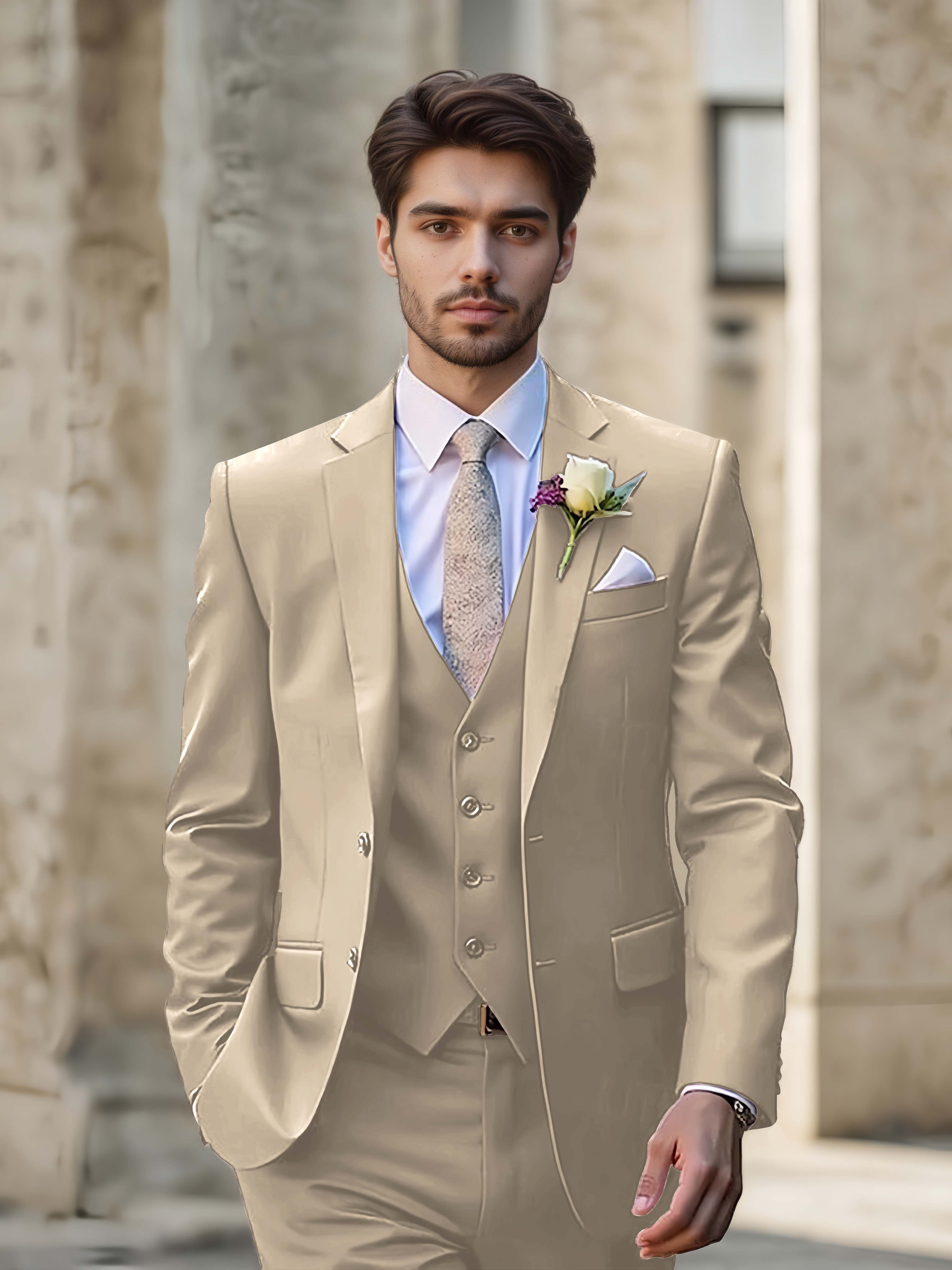 Modern Men's Wedding Suit 3 Pieces Single Breasted Event Suits