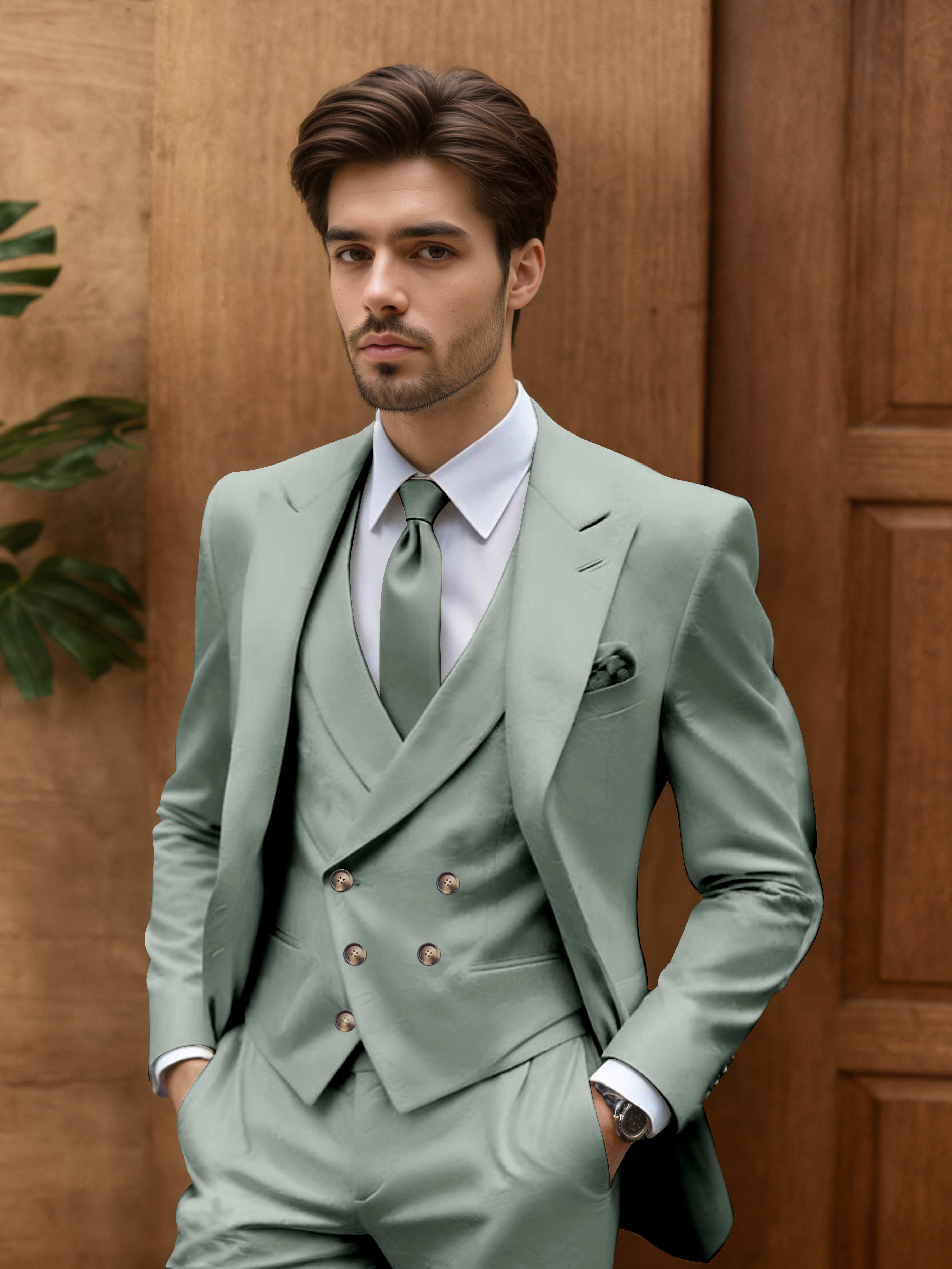 Modern Slim Fit Men's 3 Pieces Outdoor Wedding Suits