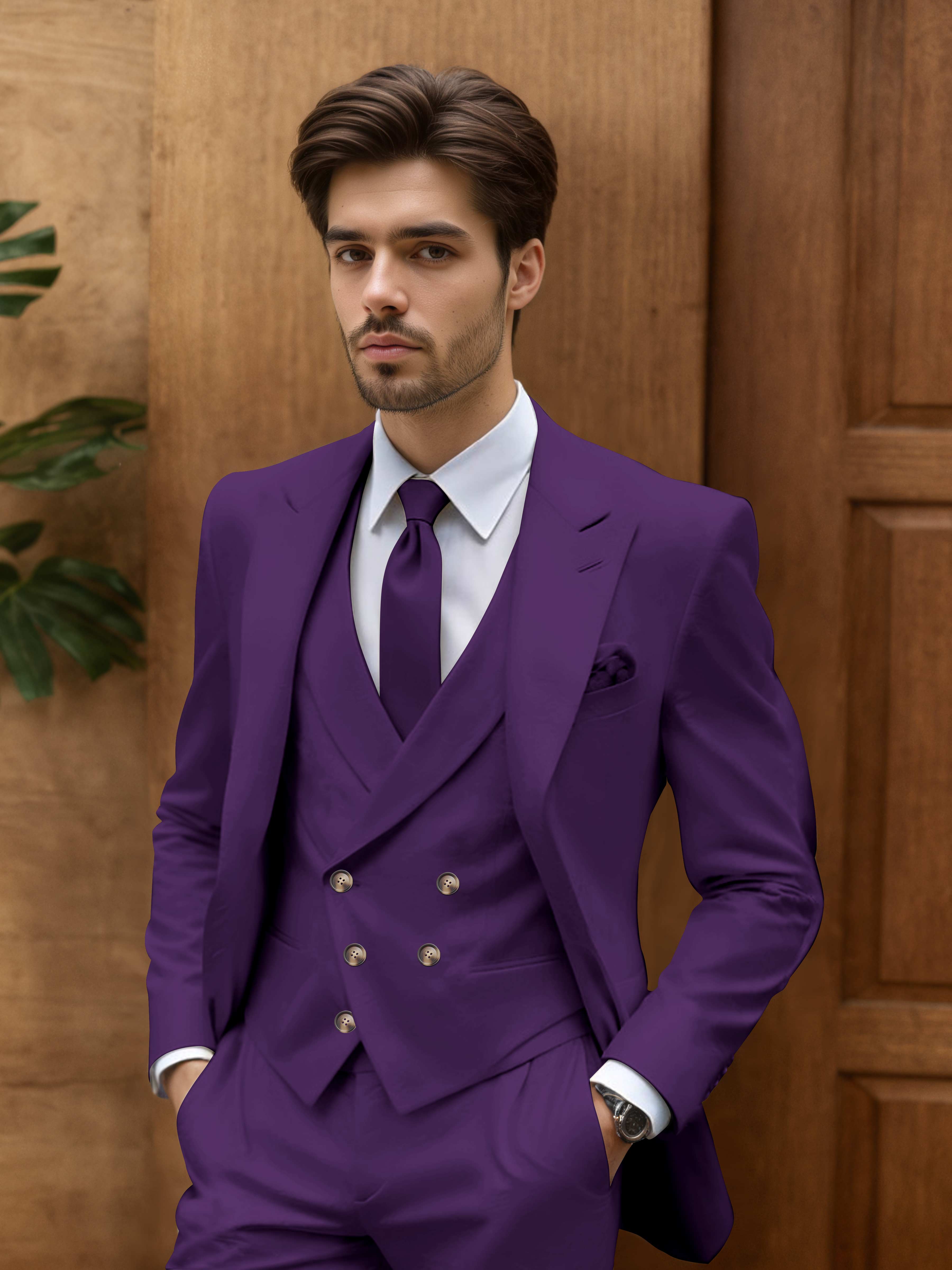 Modern Slim Fit Men's 3 Pieces Outdoor Wedding Suits