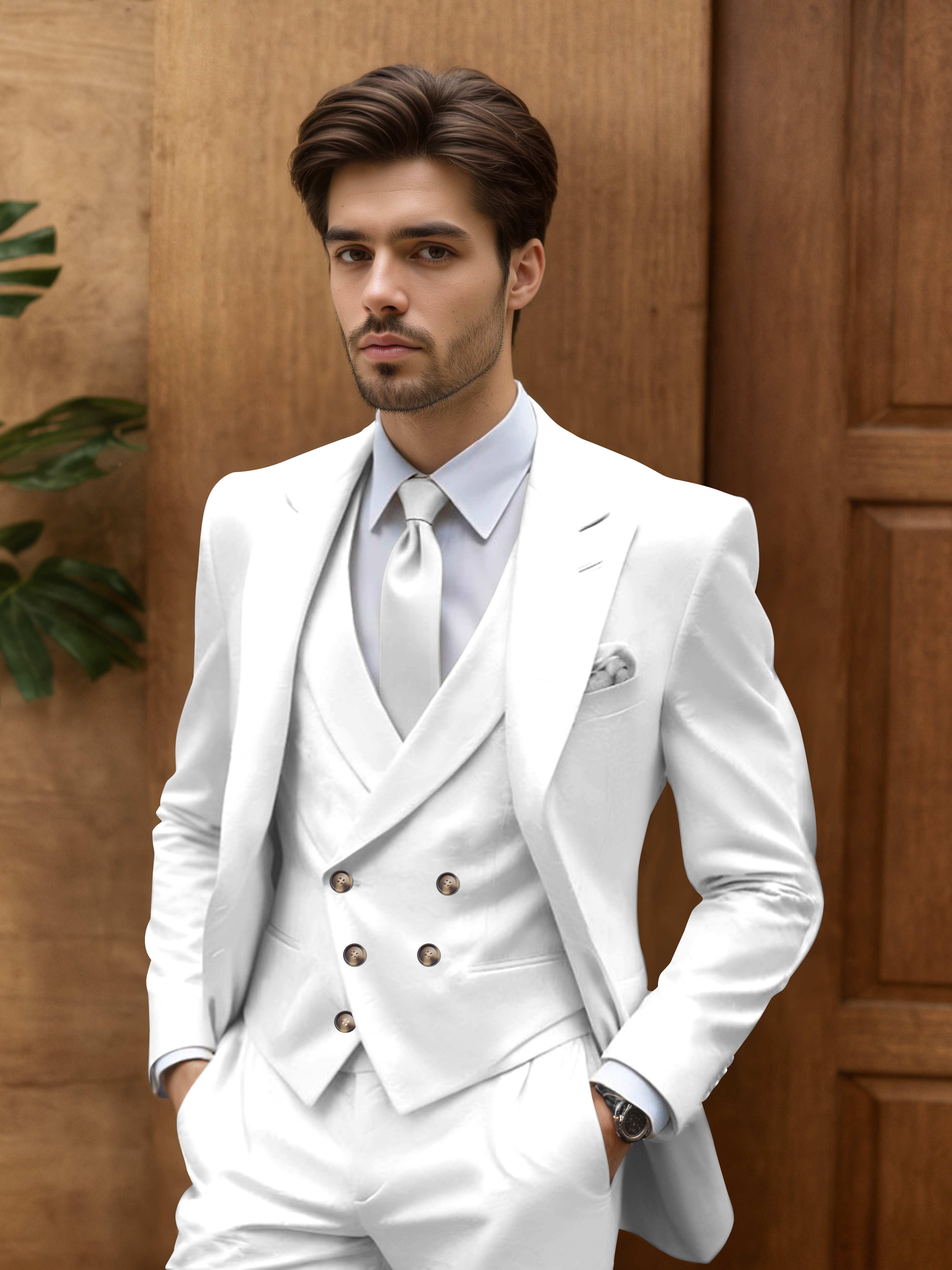 Modern Slim Fit Men's 3 Pieces Outdoor Wedding Suits