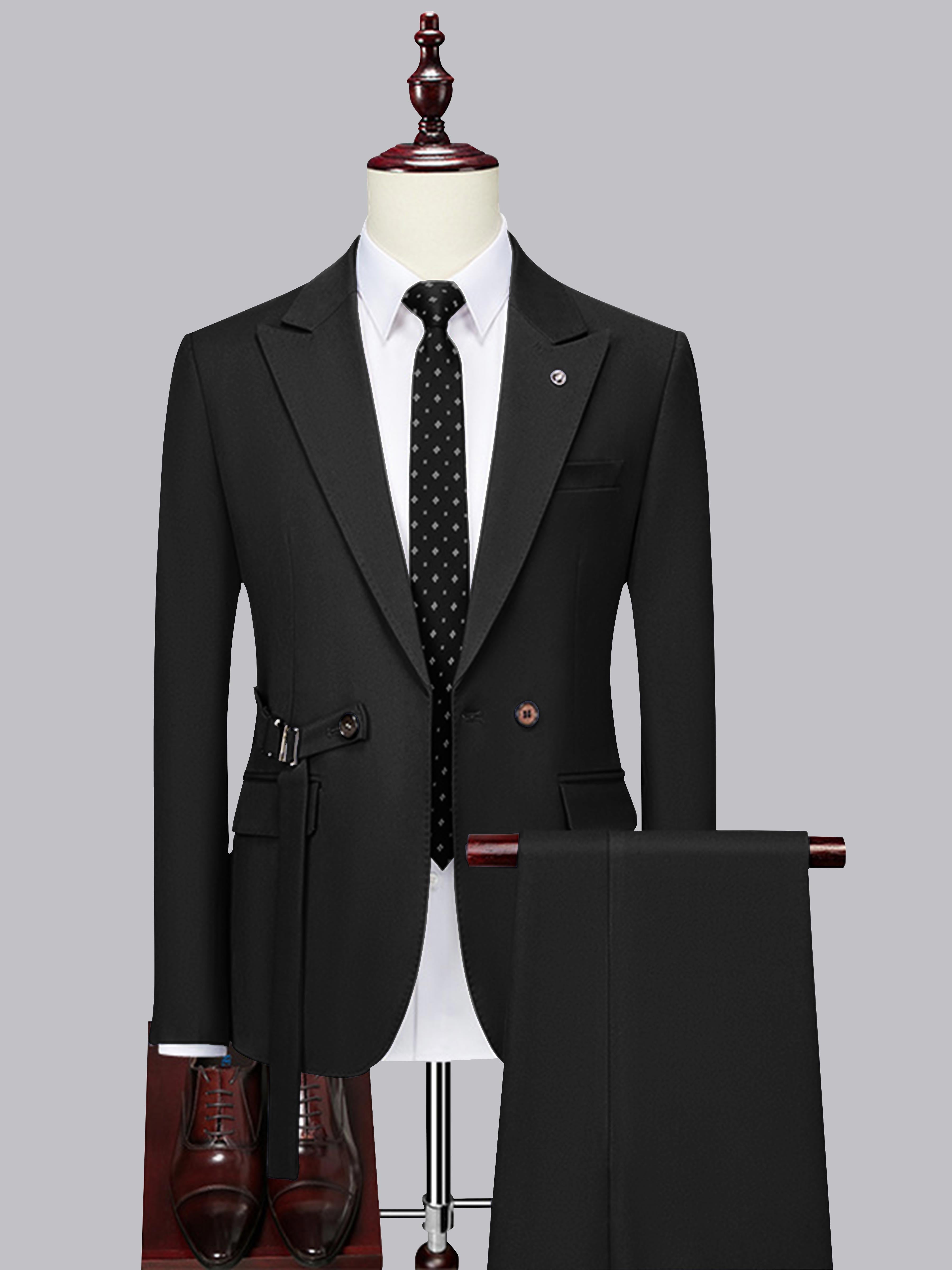 Modern Slim Fit Men's Decorative Belt 2 Pieces Wedding Suits