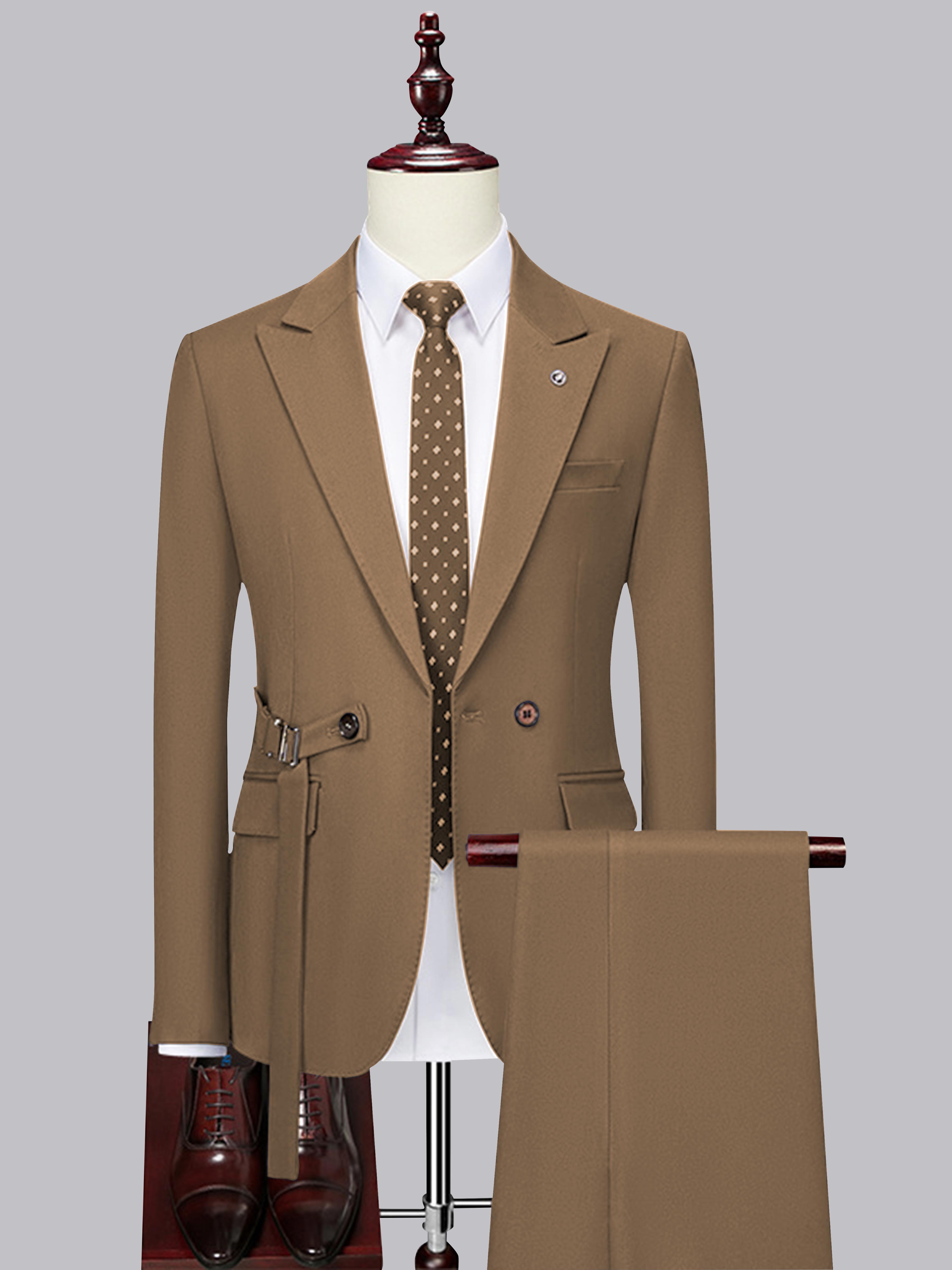 Modern Slim Fit Men's Decorative Belt 2 Pieces Wedding Suits