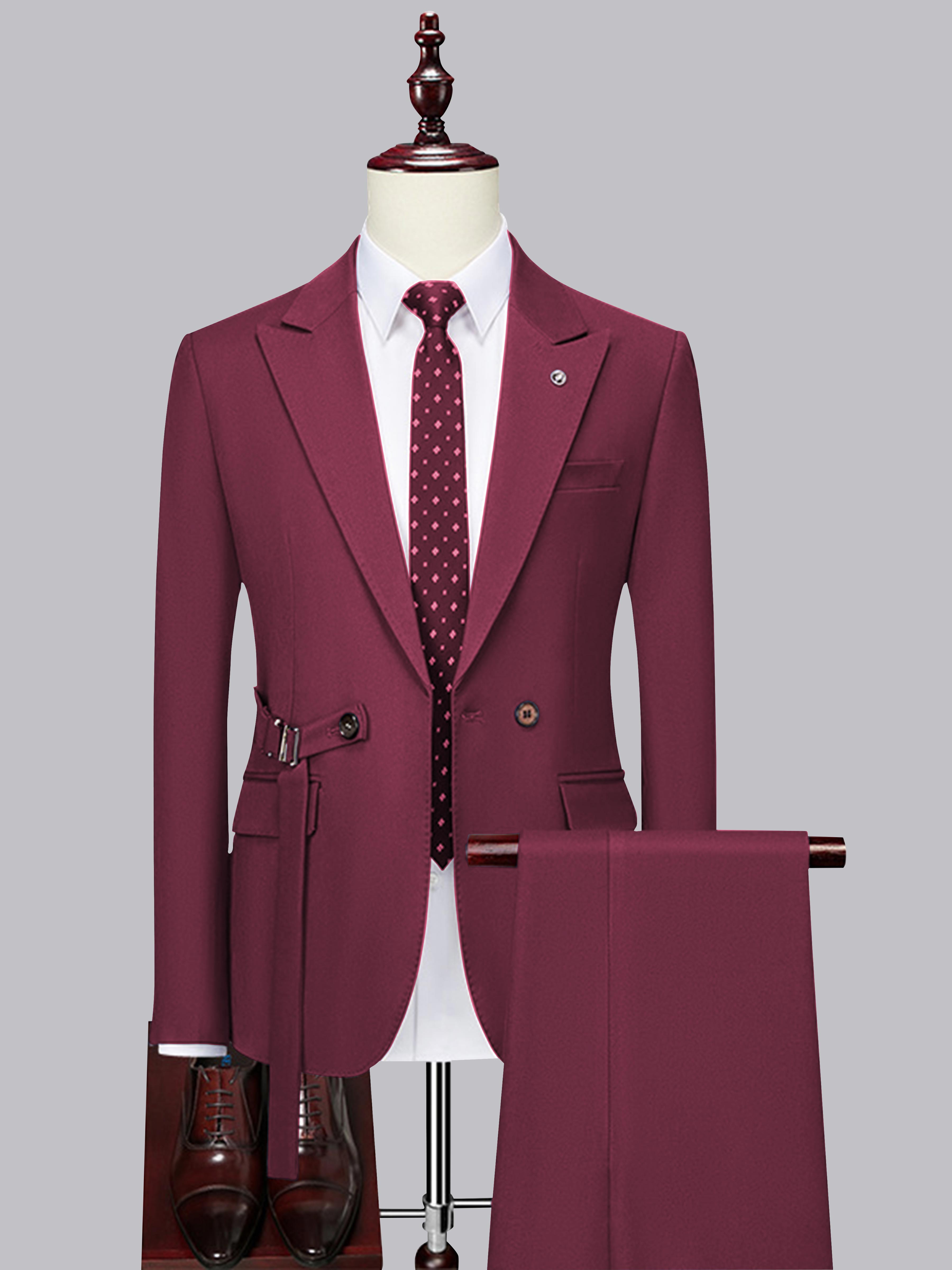 Modern Slim Fit Men's Decorative Belt 2 Pieces Wedding Suits