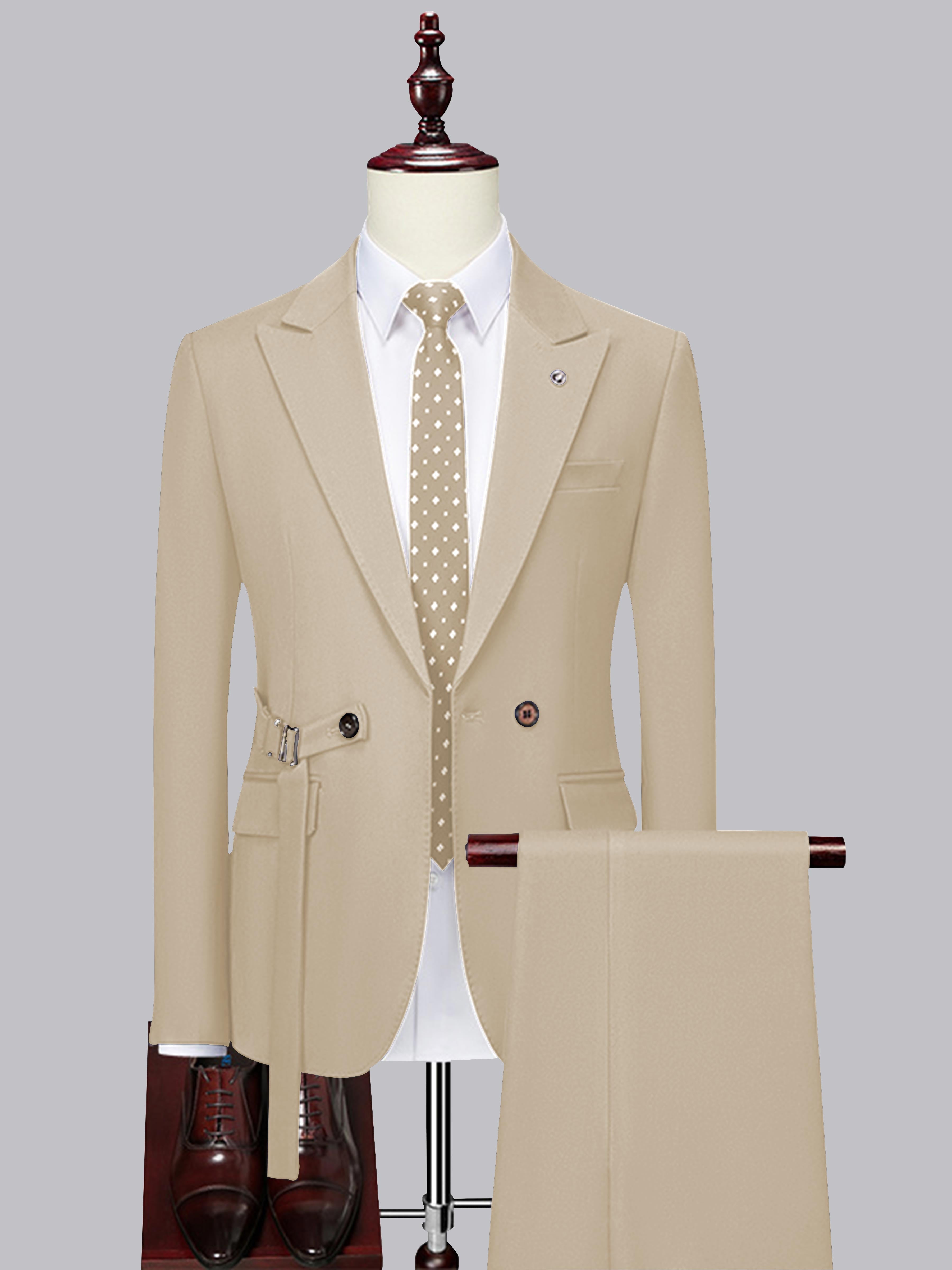 Modern Slim Fit Men's Decorative Belt 2 Pieces Wedding Suits
