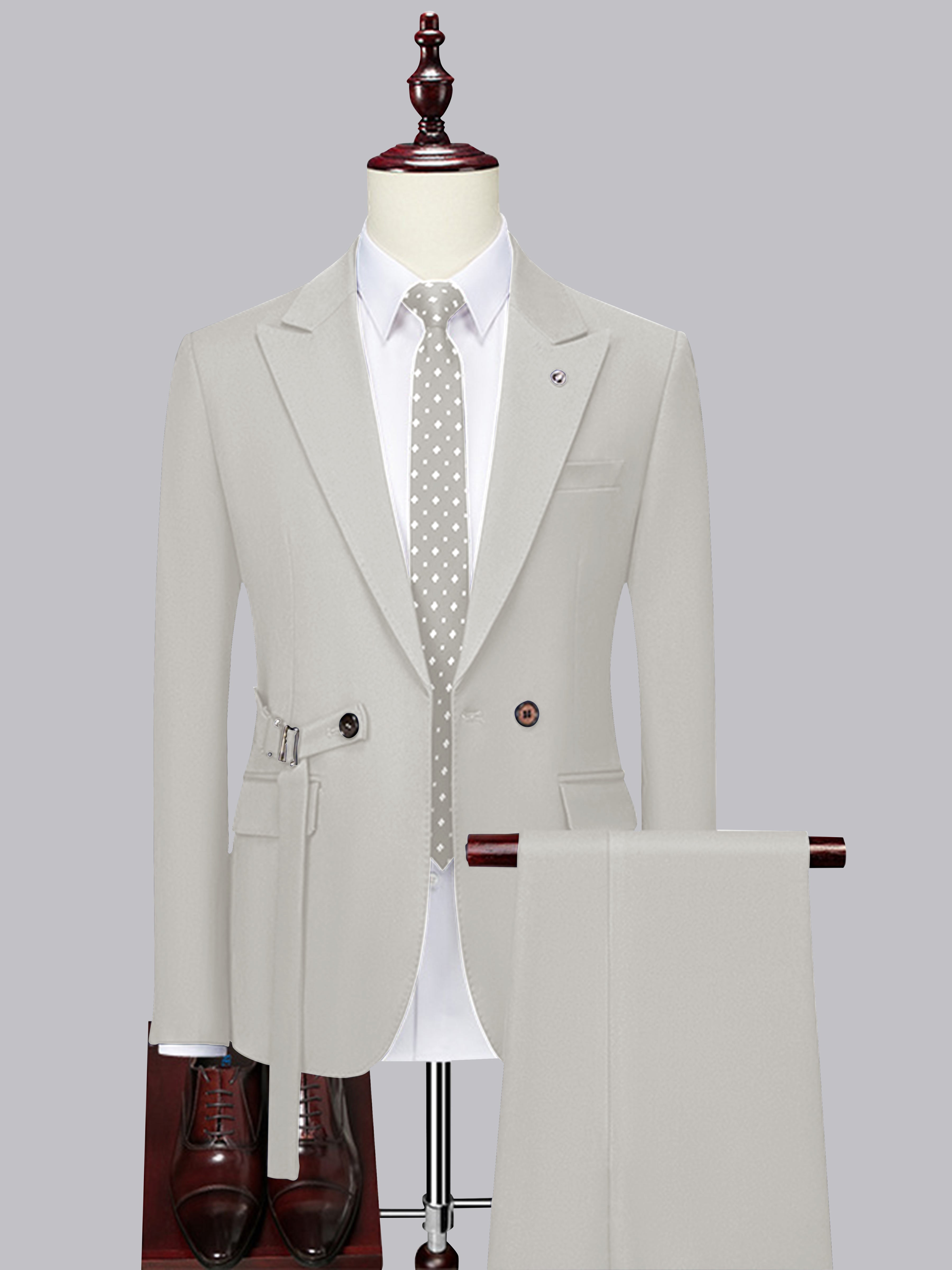 Modern Slim Fit Men's Decorative Belt 2 Pieces Wedding Suits