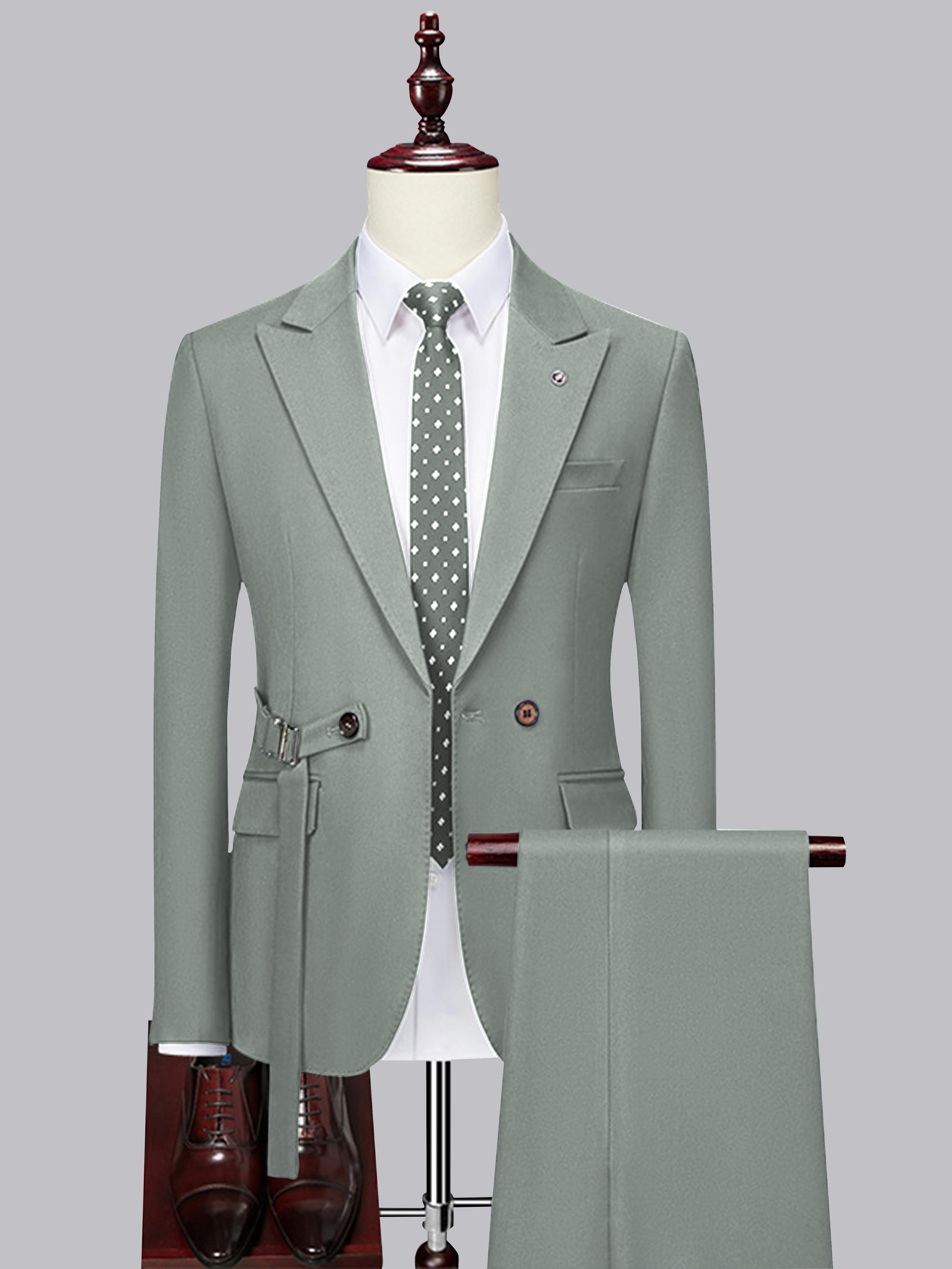 Modern Slim Fit Men's Decorative Belt 2 Pieces Wedding Suits