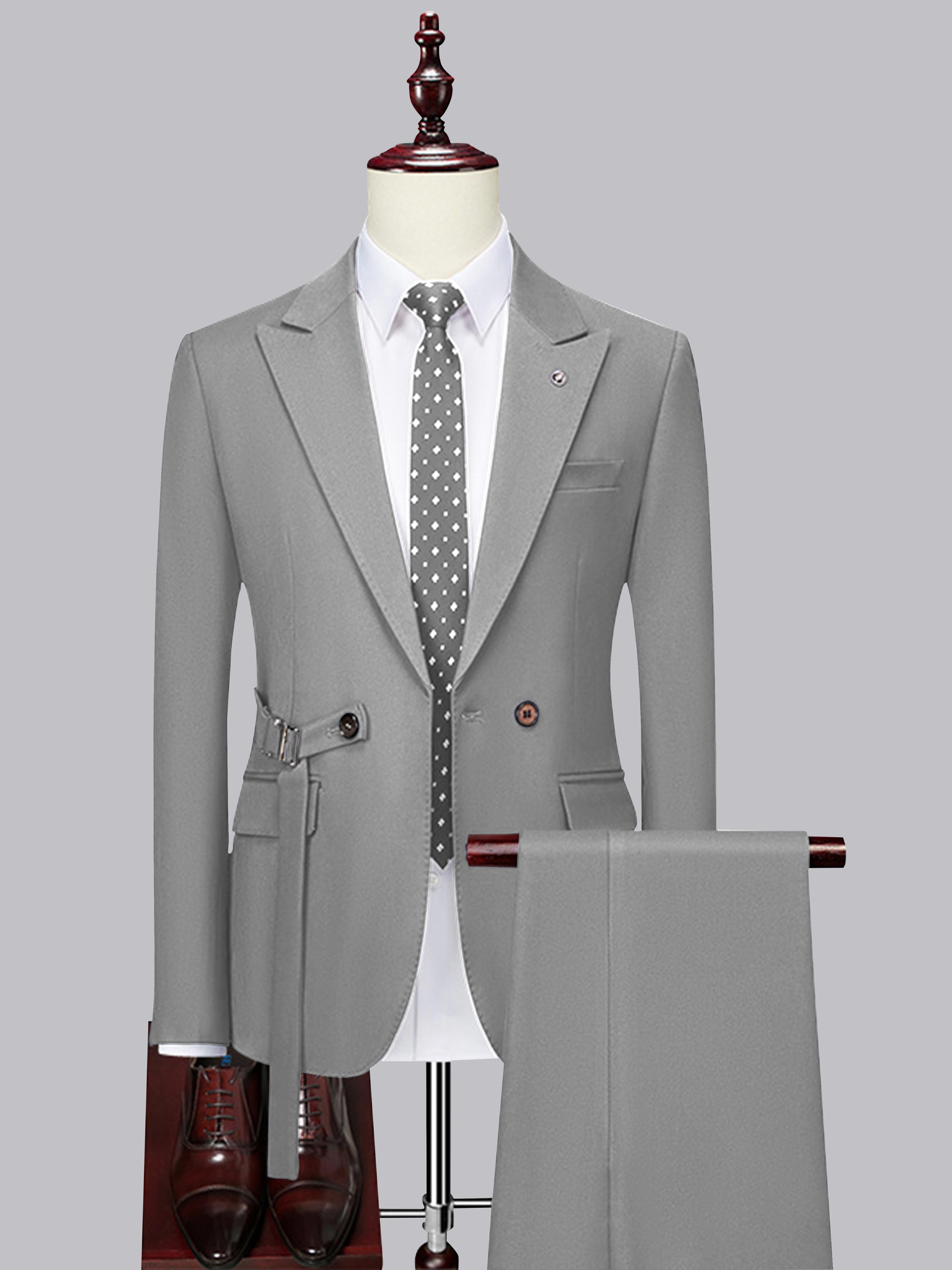 Modern Slim Fit Men's Decorative Belt 2 Pieces Wedding Suits