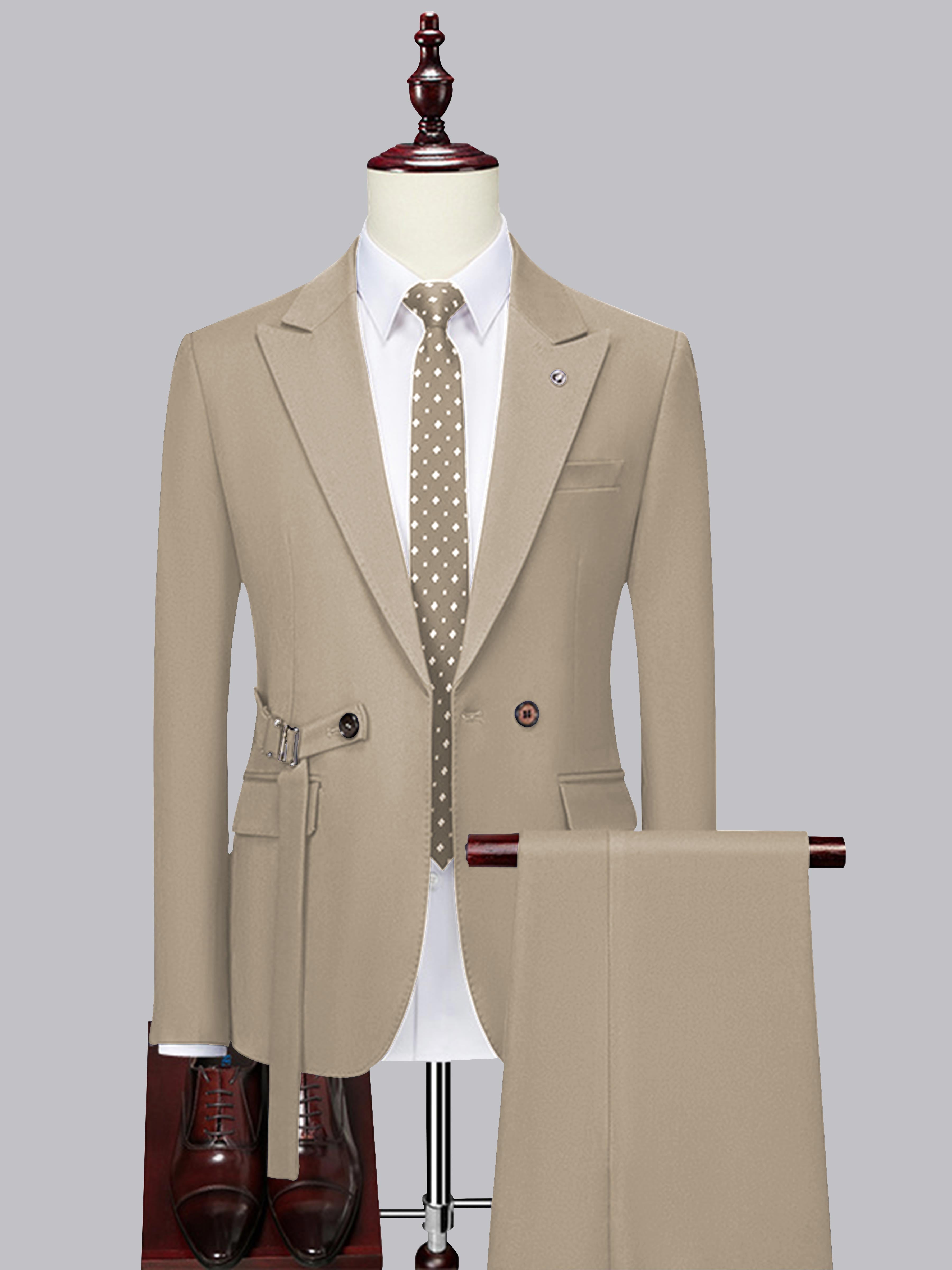 Modern Slim Fit Men's Decorative Belt 2 Pieces Wedding Suits
