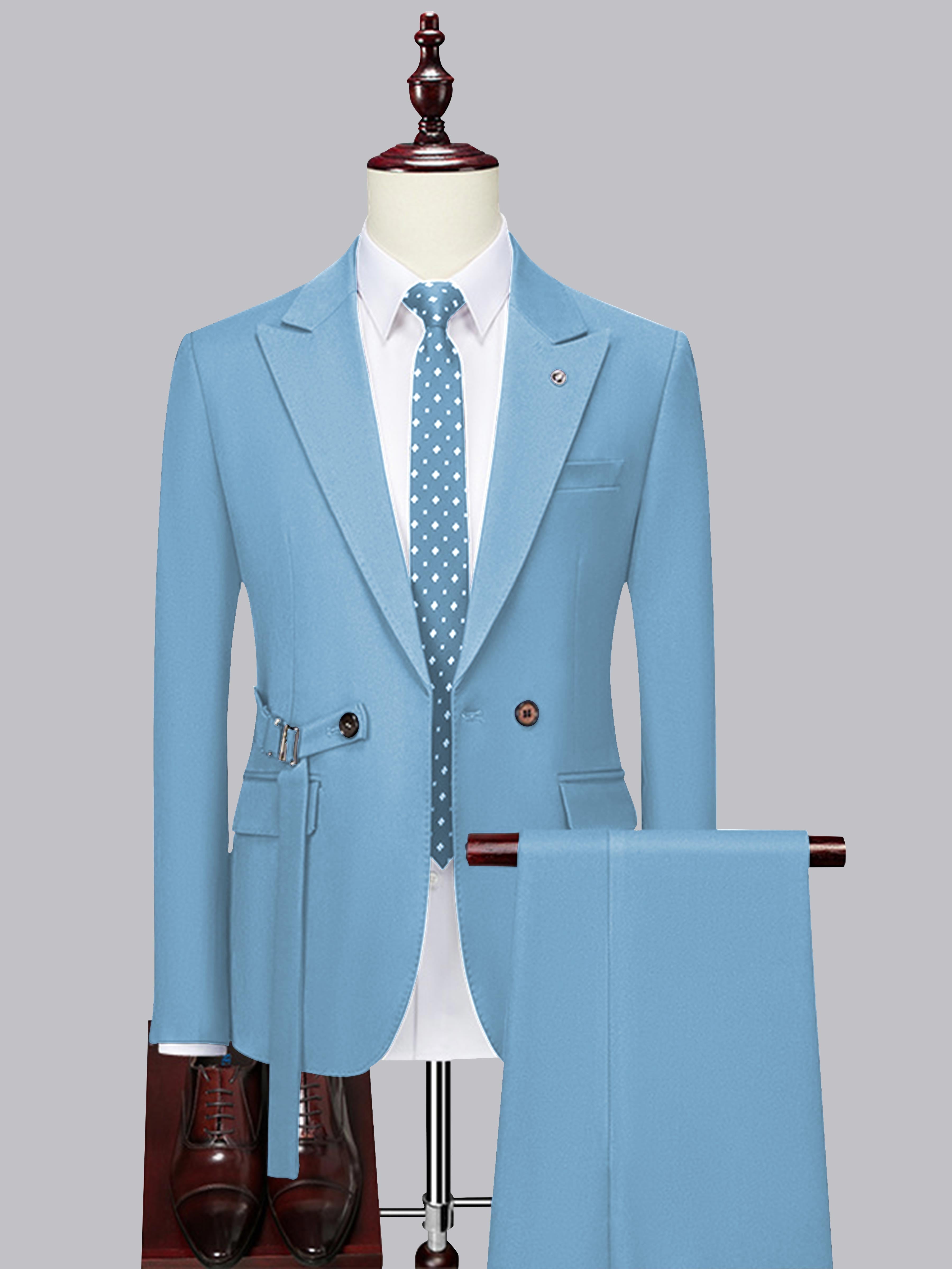 Modern Slim Fit Men's Decorative Belt 2 Pieces Wedding Suits