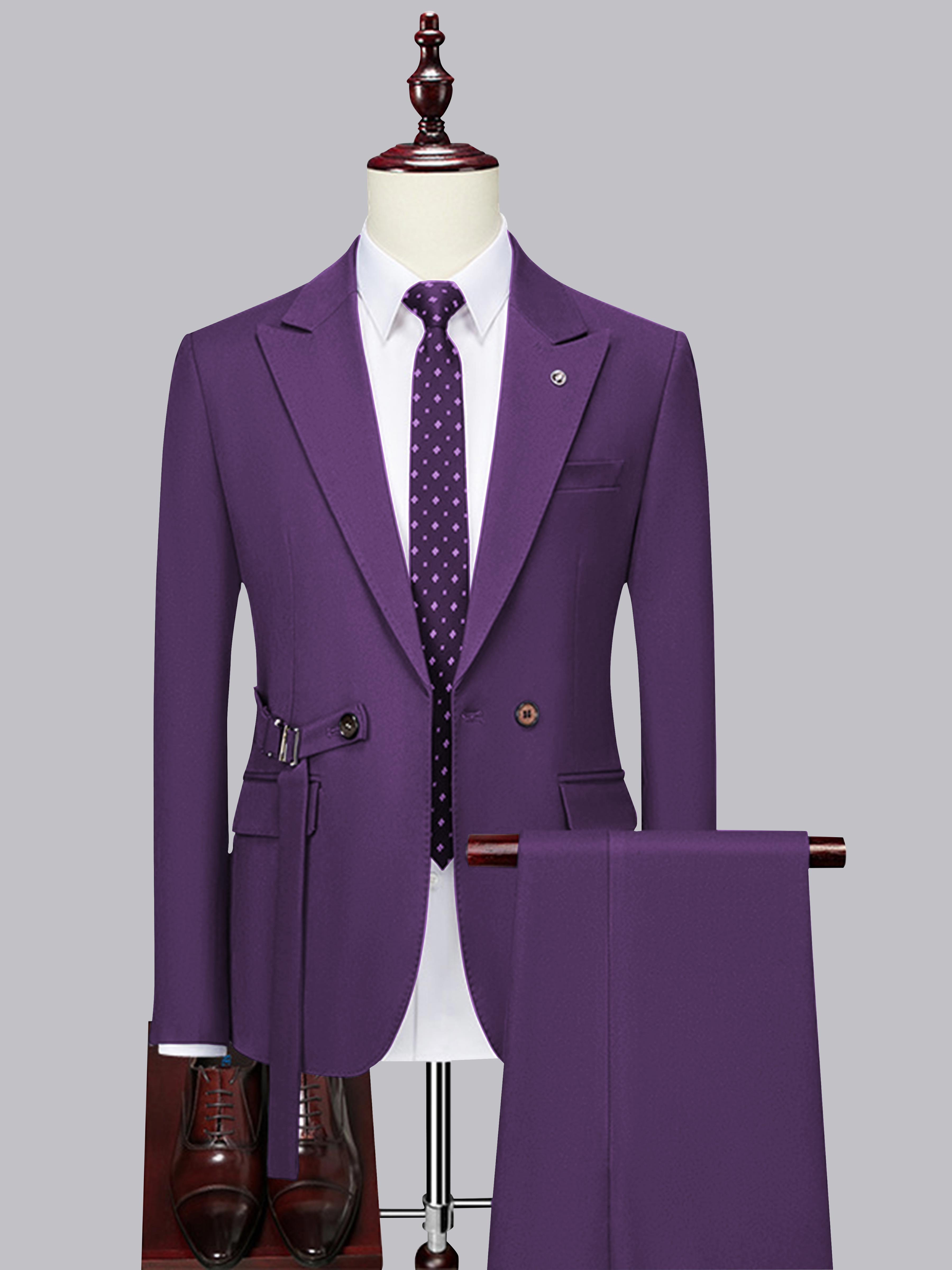 Modern Slim Fit Men's Decorative Belt 2 Pieces Wedding Suits