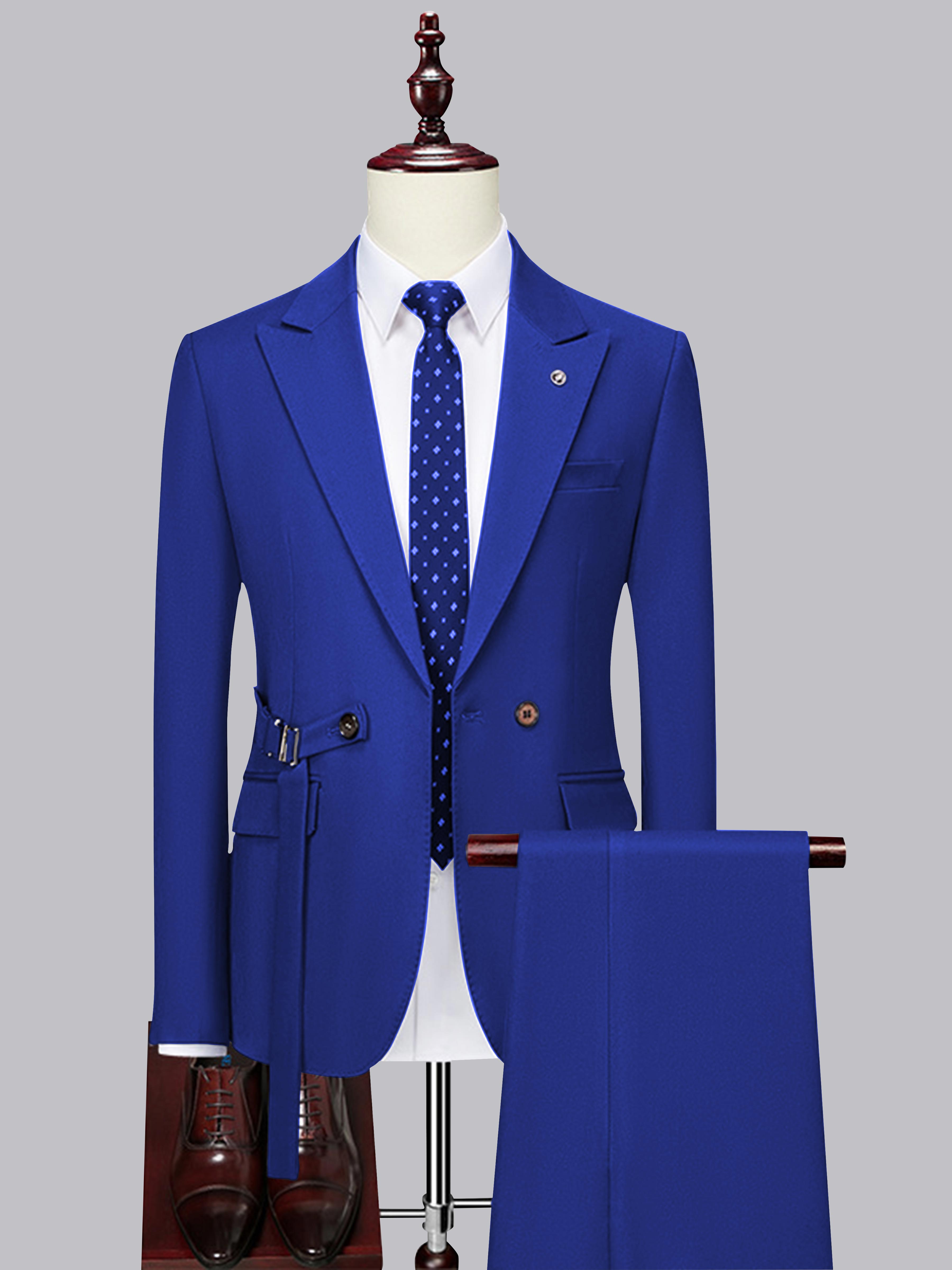 Modern Slim Fit Men's Decorative Belt 2 Pieces Wedding Suits