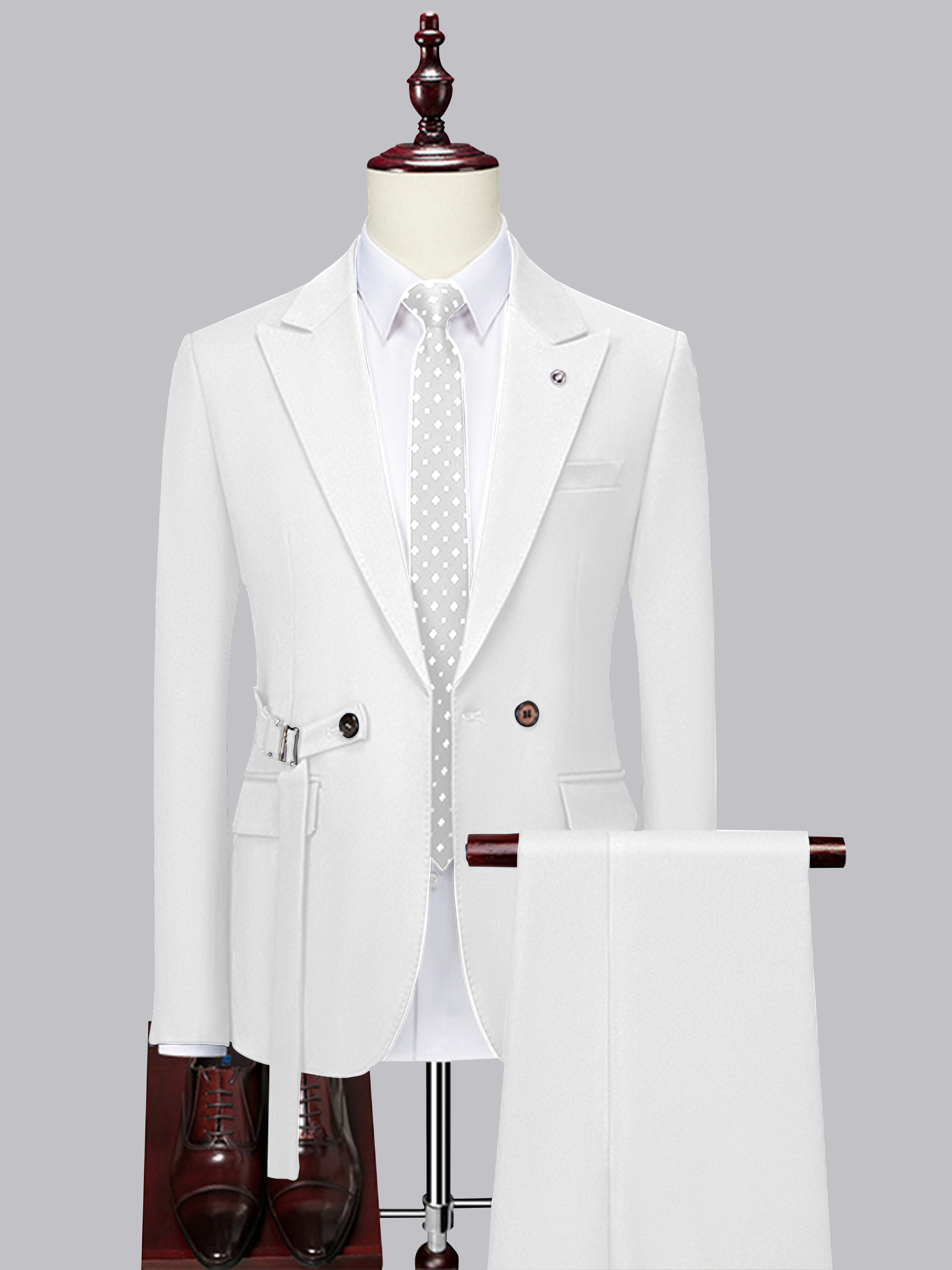Modern Slim Fit Men's Decorative Belt 2 Pieces Wedding Suits