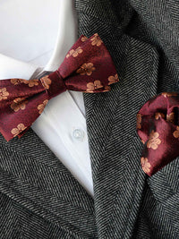 Modern Men's Bow Tie and Pocket Square Set