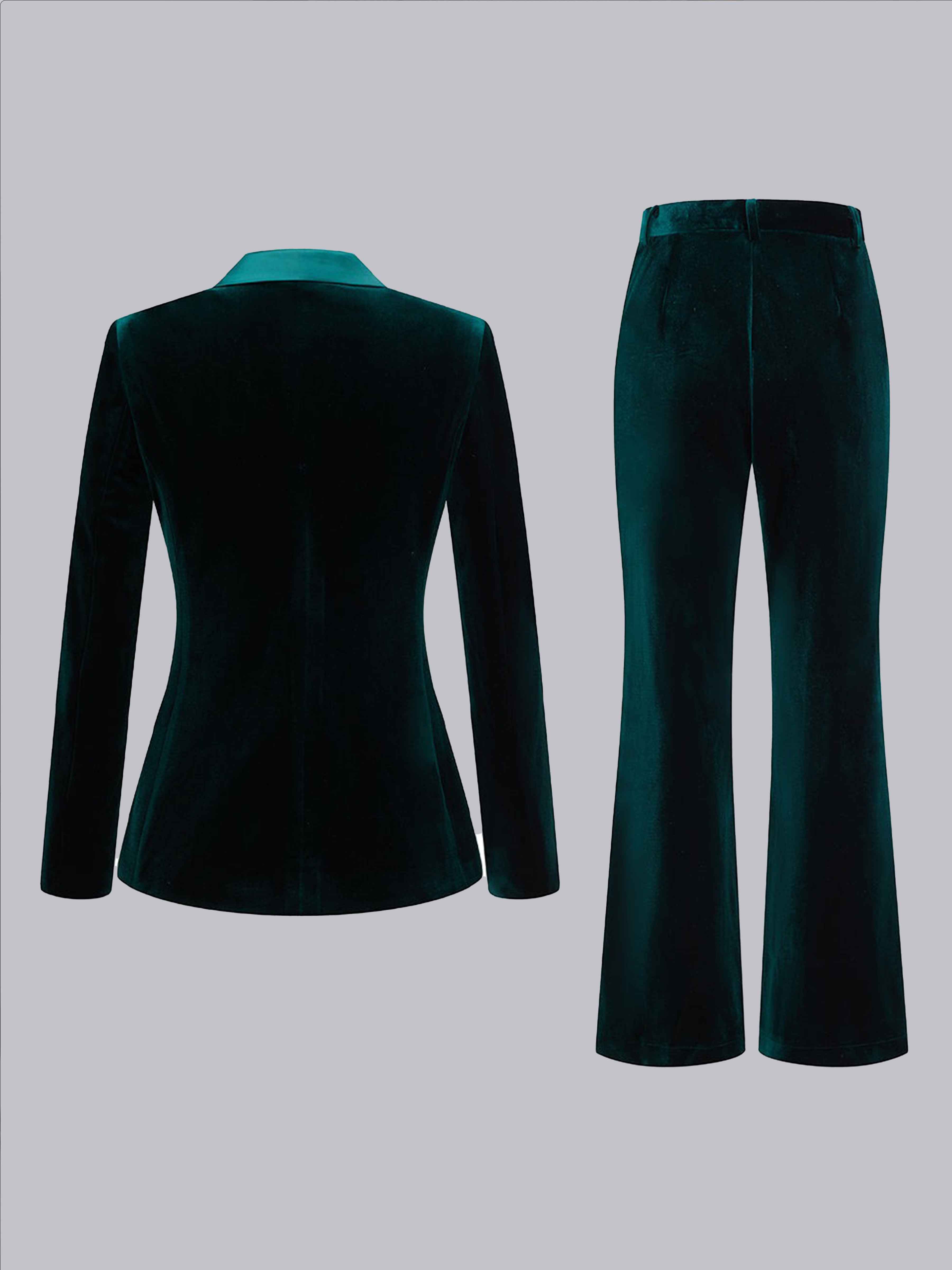 Modern Women's Velvet Slim Fit Double Breasted Formal Suit Set