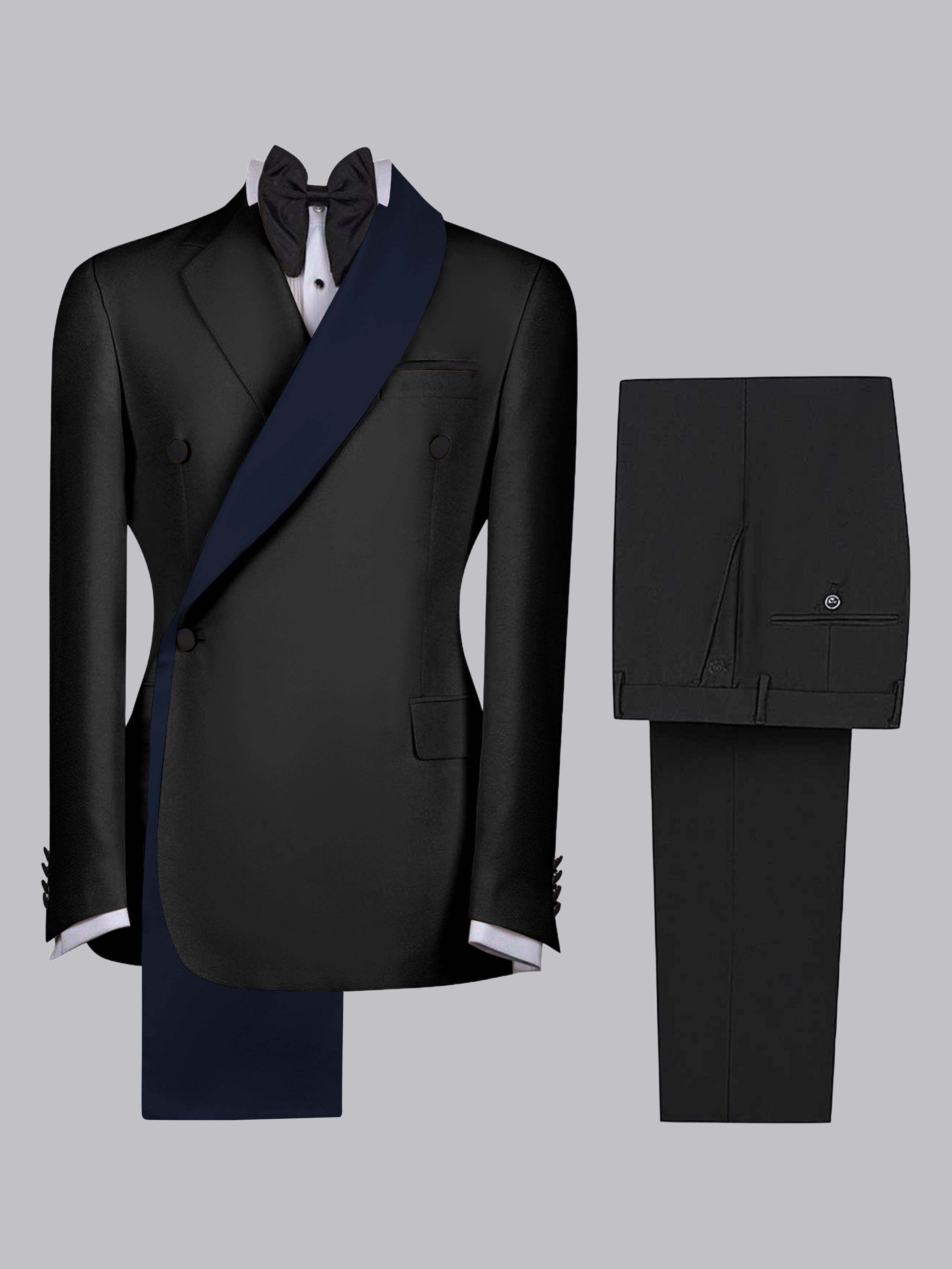 Refined Trim Detail Men's 2 Pieces Shawl Lapel Suit for Elegant Occasions