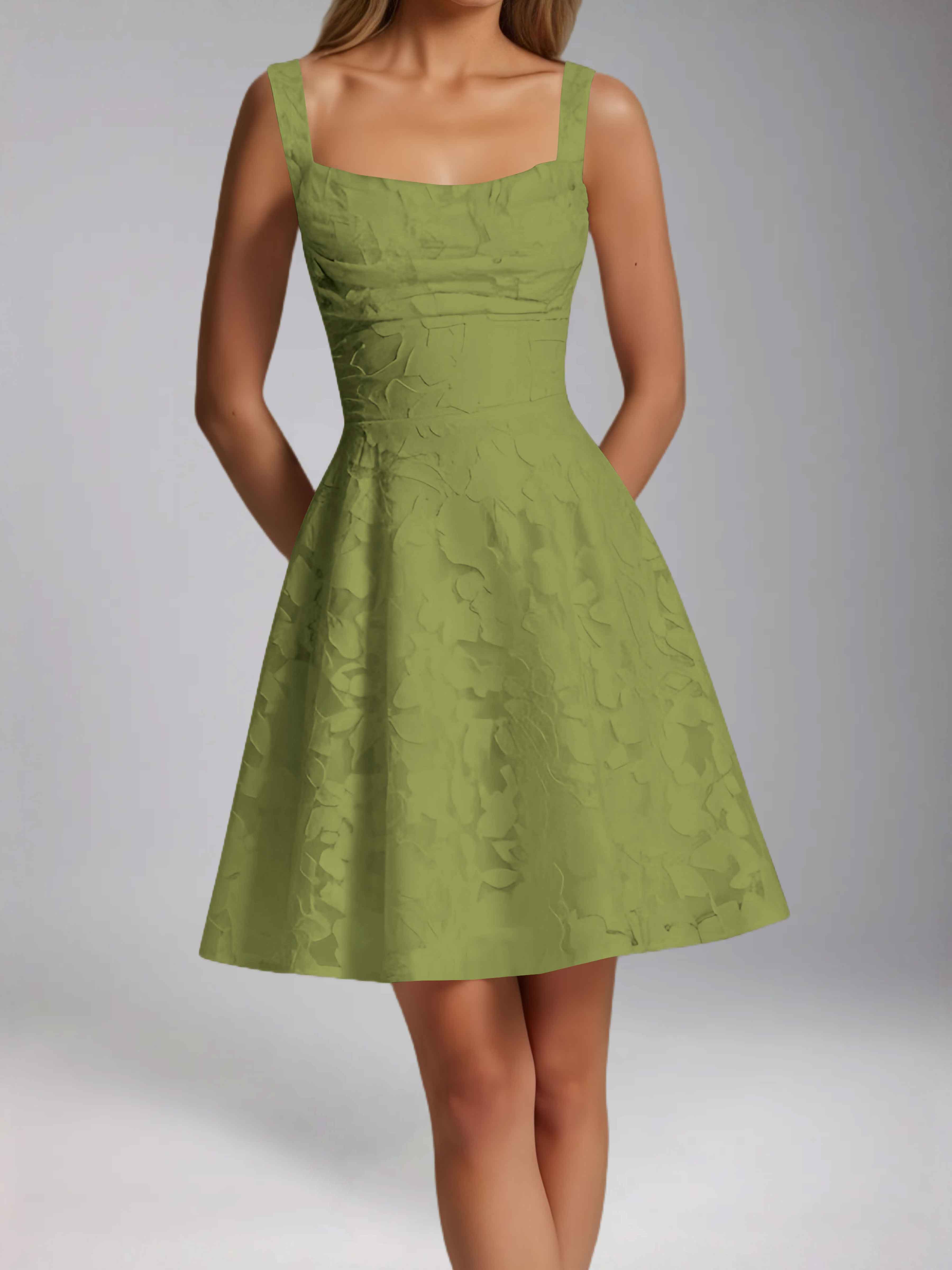 Oraelvanna Elegant Pleated A-Line Jacquard Short Party Dresses
