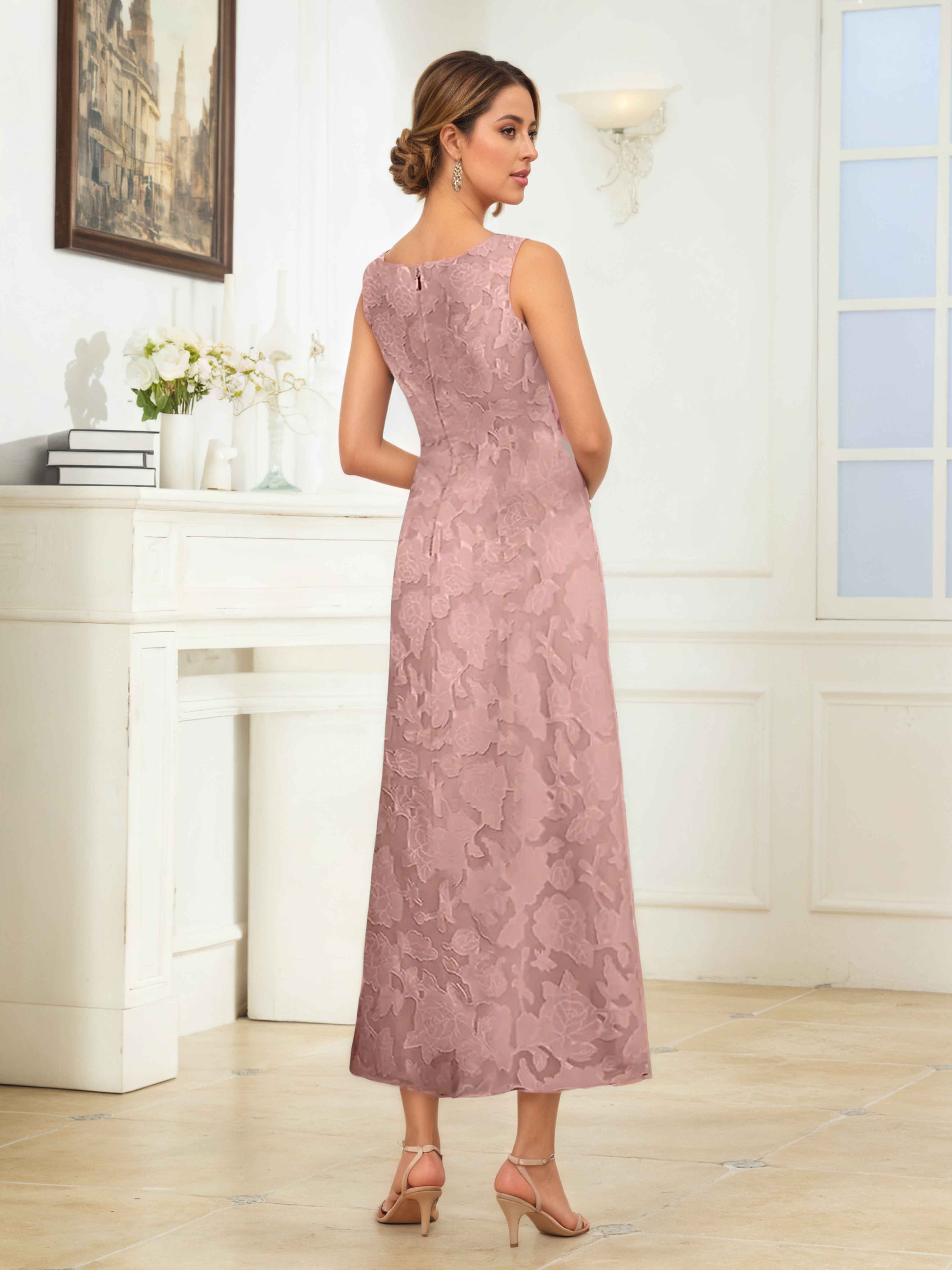 Oraelitharae Modest A-Line 2 Pieces Long Jacquard Mother of the Bride Dresses