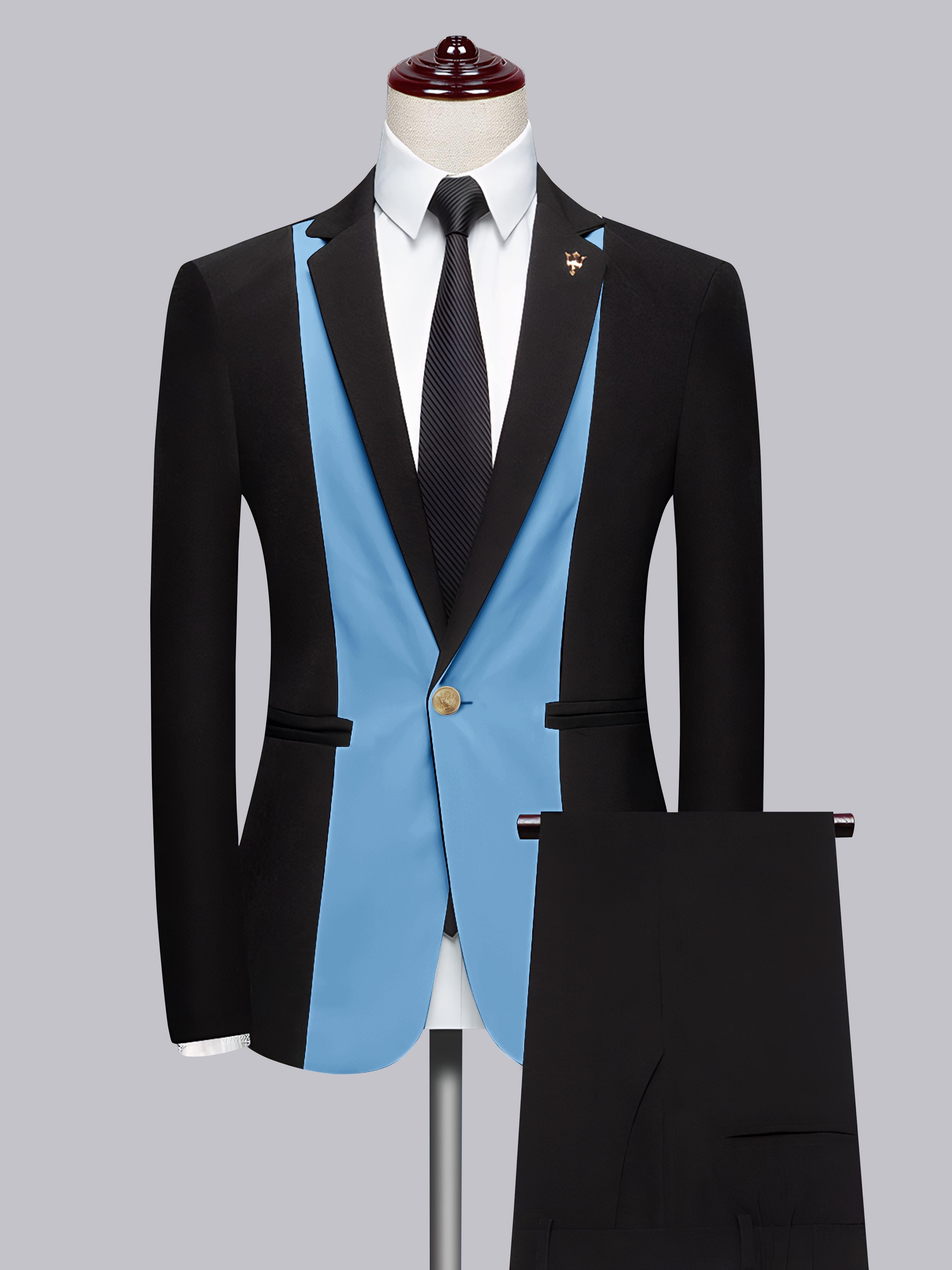 Patchwork Notch Lapel Men's One Button 2 Pieces Suit for Wedding & Prom