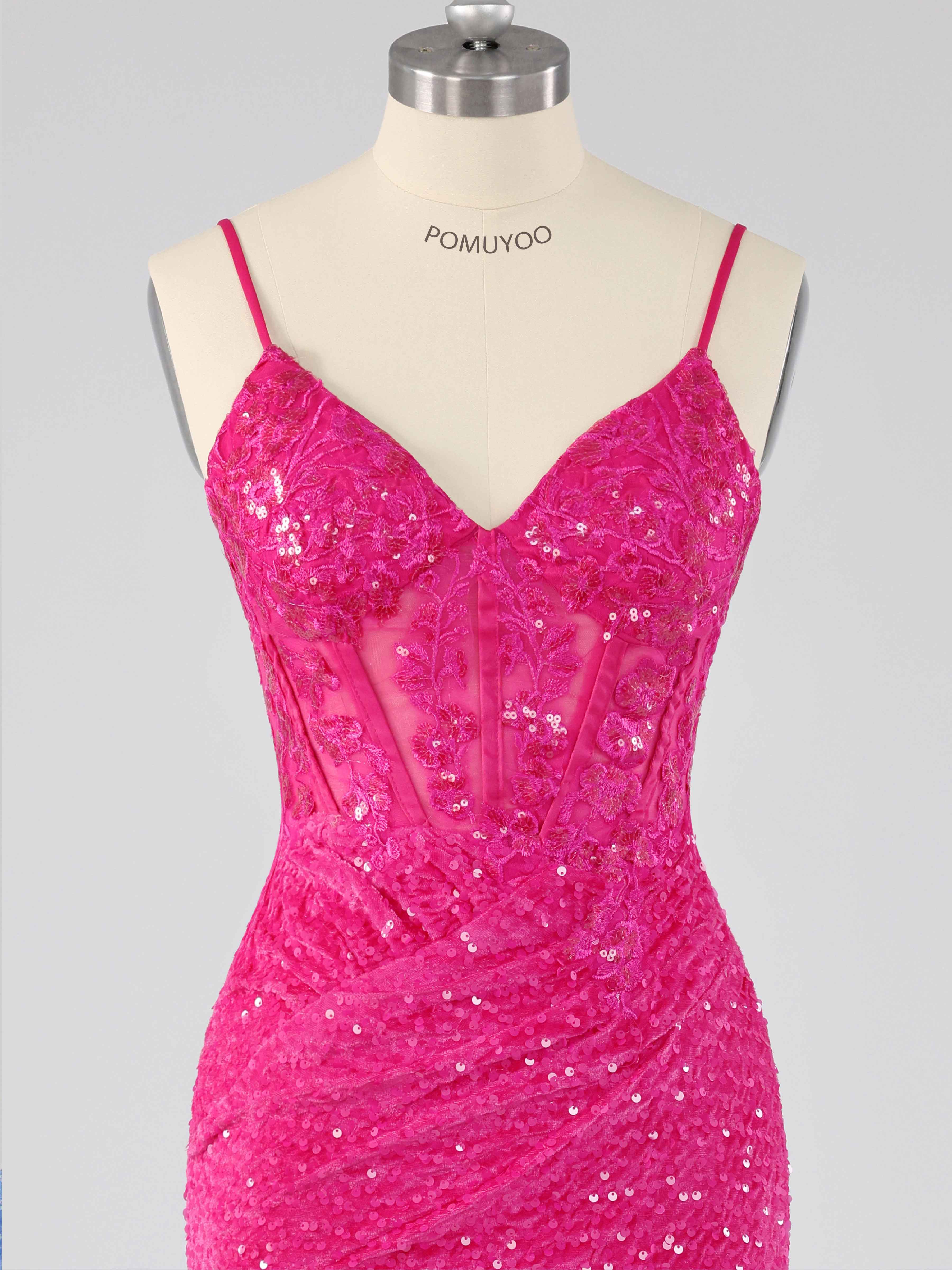 Pink V-Neck Mini Sequin Homecoming Dresses