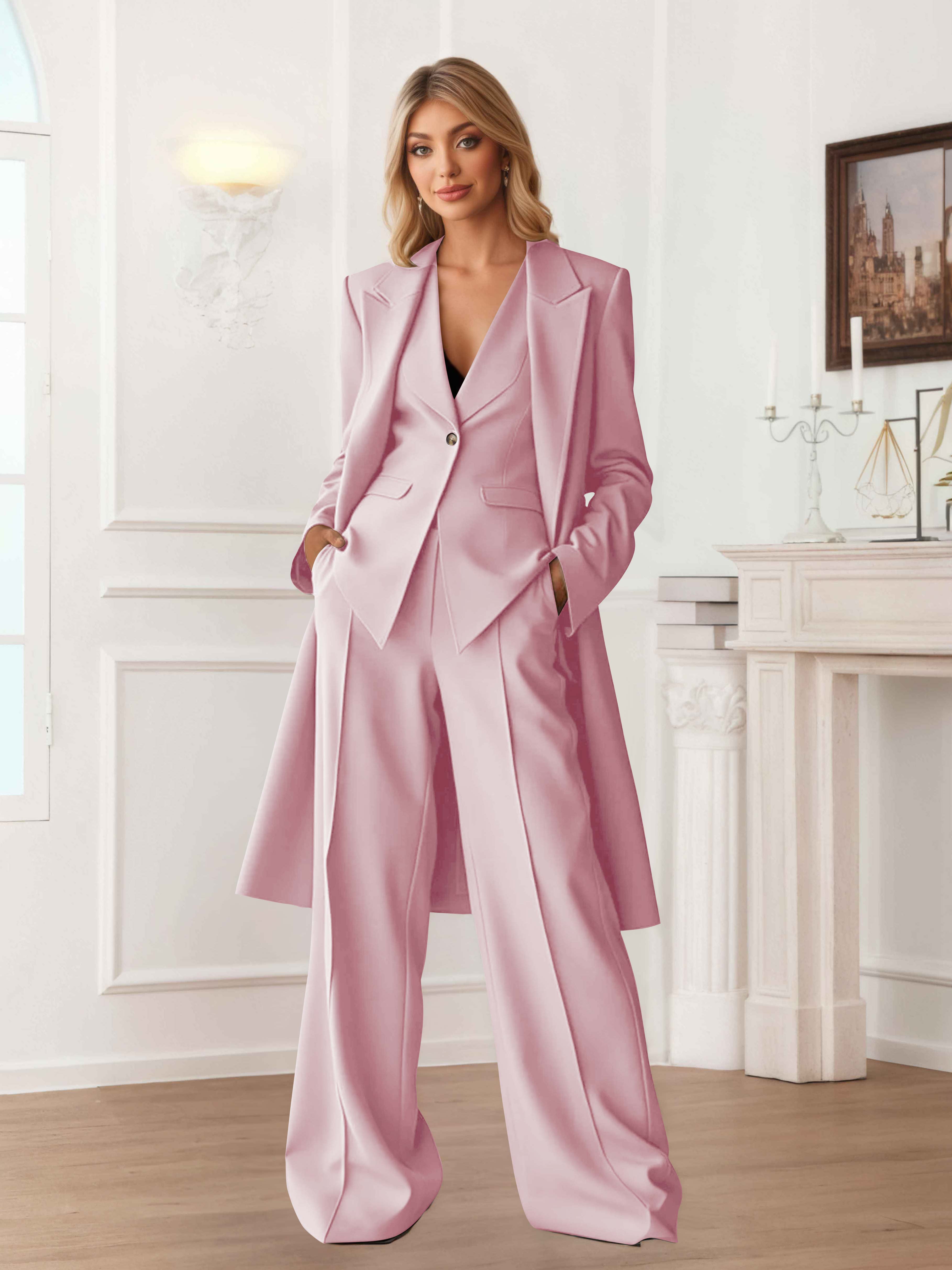 Elegant Women's 3 Pieces Casual Blazer and Pants Set