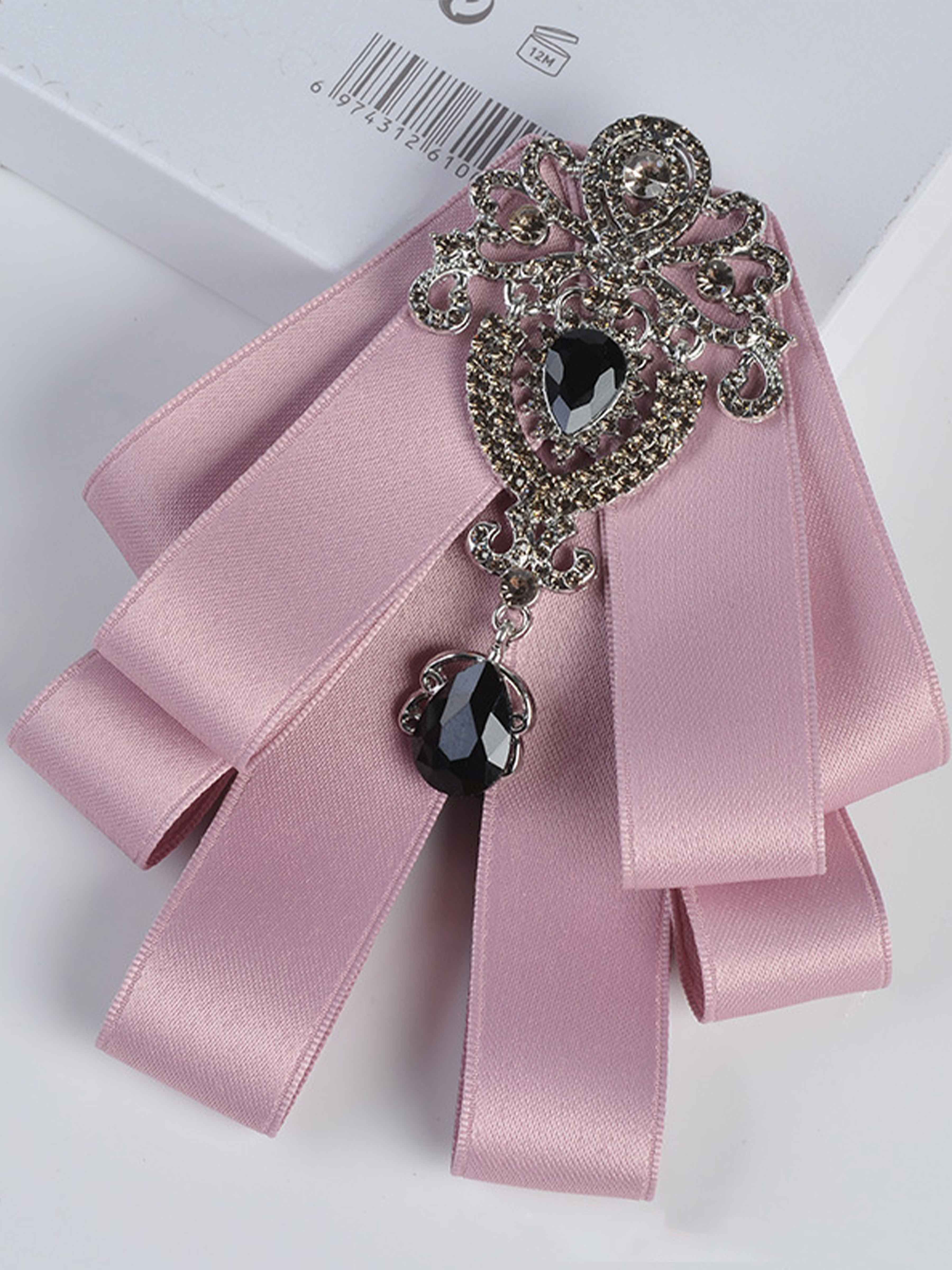 Men's Rhinestone Ribbon Lapel Brooch – Formal Suit Accessory