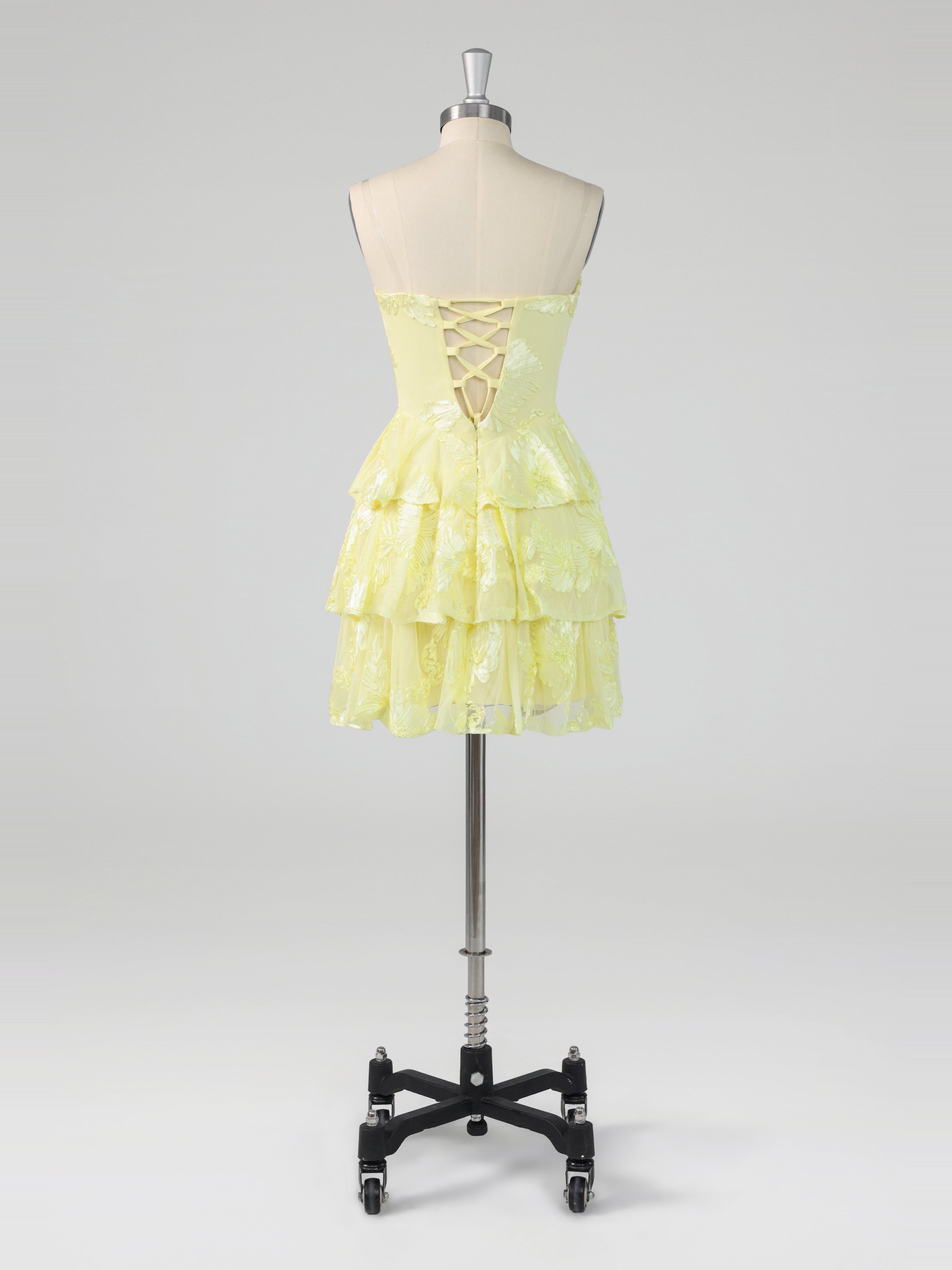 Playful Strapless Tiered Ruffles Mini Party Dresses