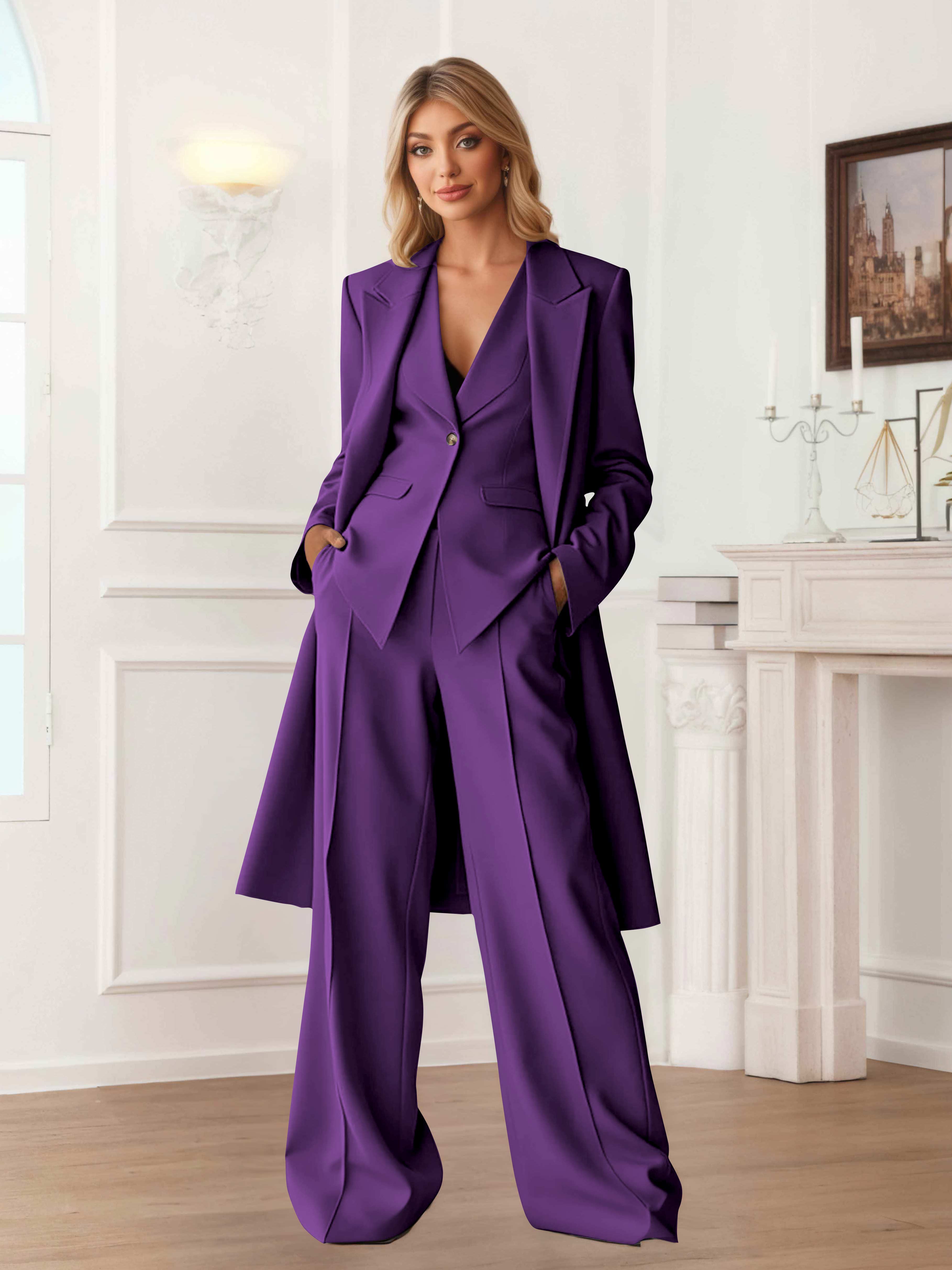 Elegant Women's 3 Pieces Casual Blazer and Pants Set