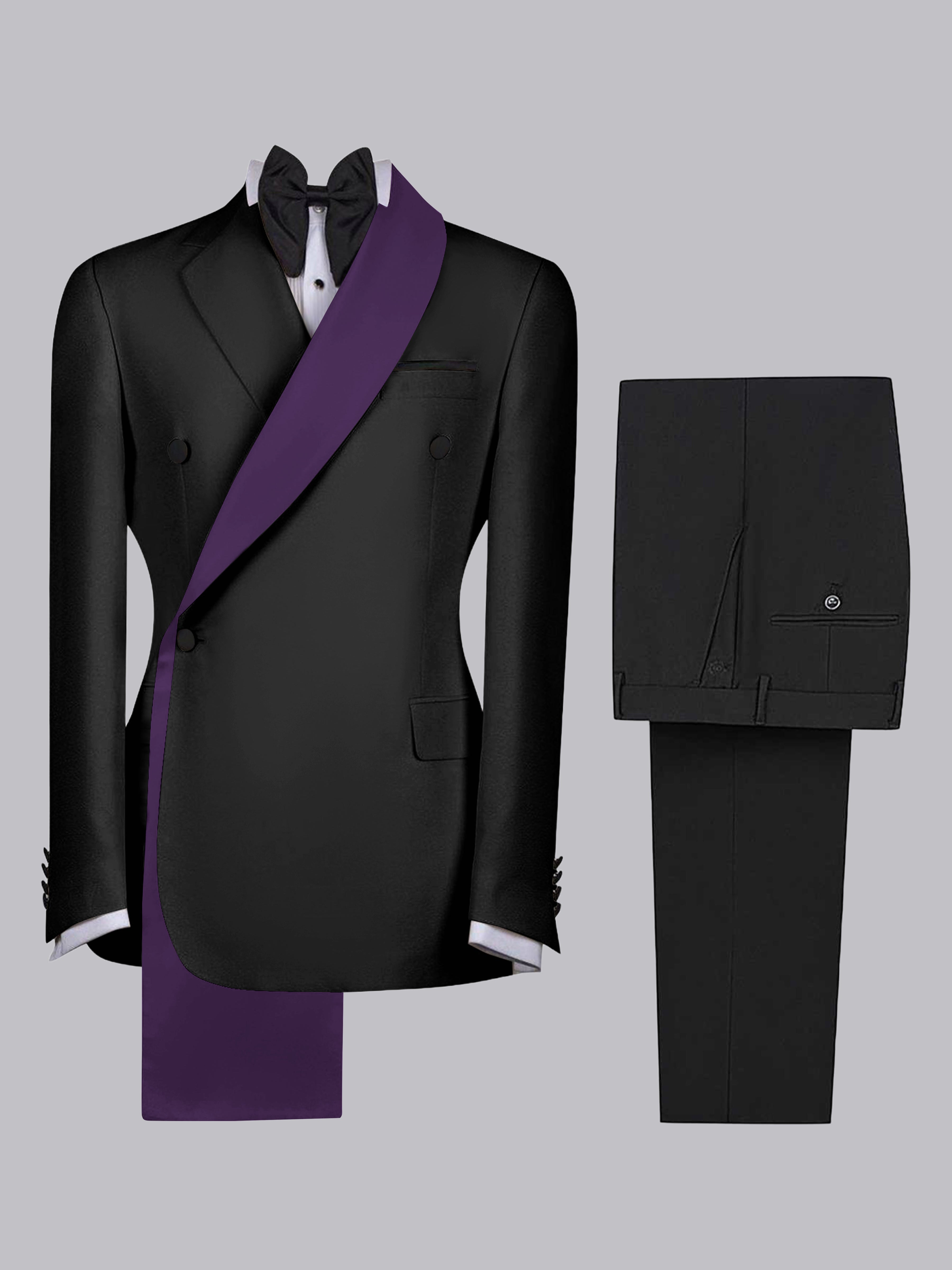 Refined Trim Detail Men's 2 Pieces Shawl Lapel Suit for Elegant Occasions