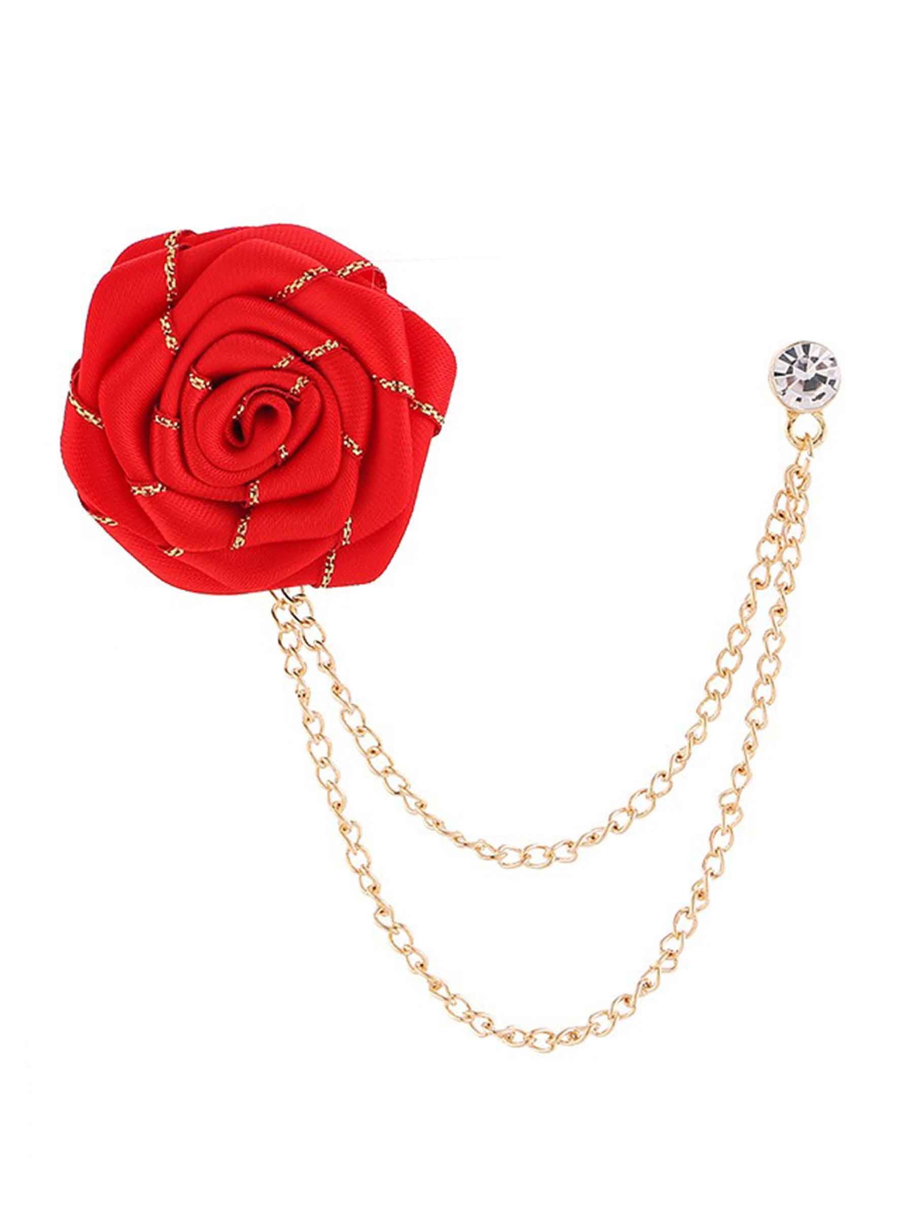 Pomuyoo Trendy Rose Flower Lapel Pins for Men's Suit