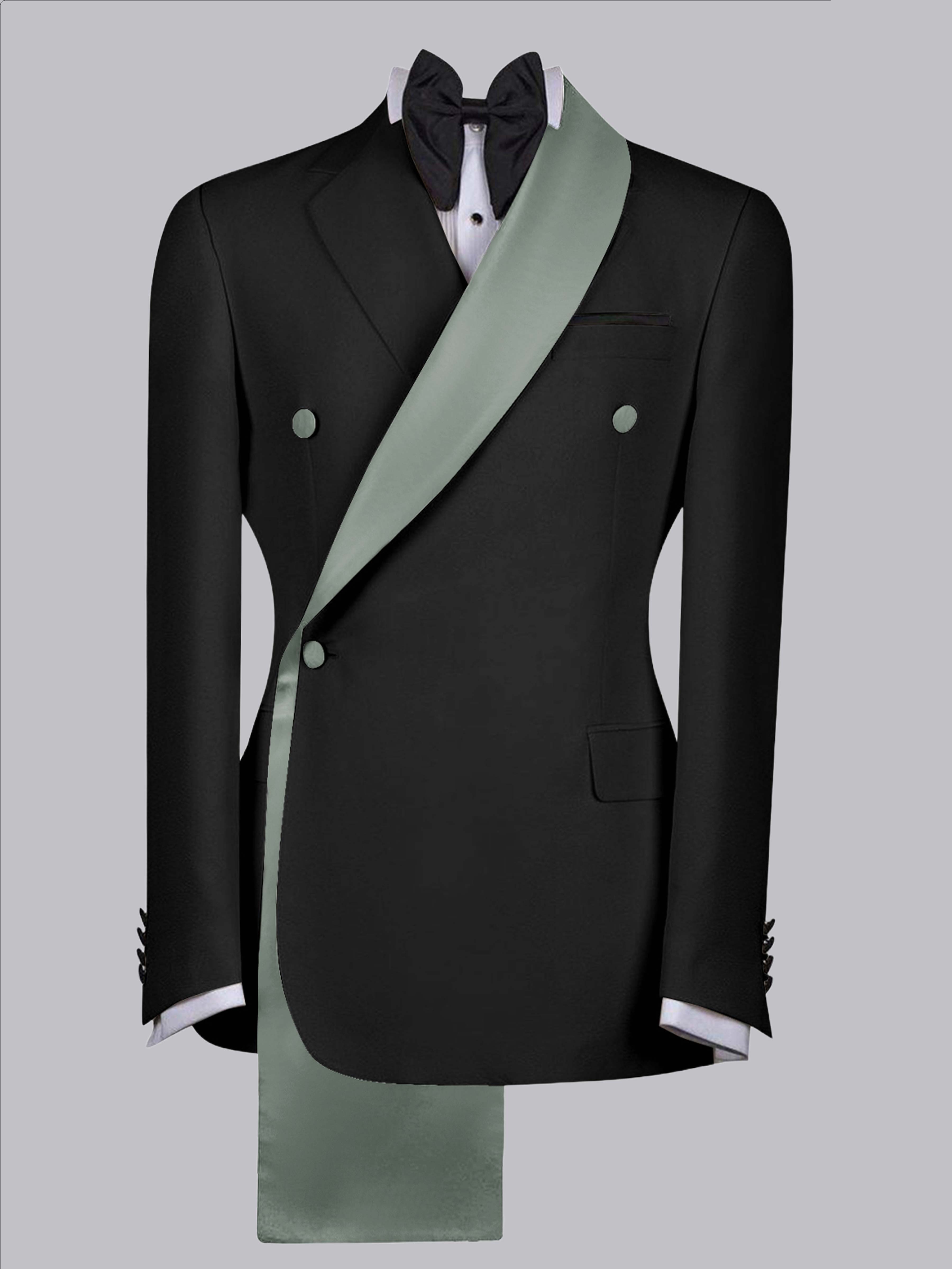Refined Trim Detail Men's Shawl Lapel Suit Jacket