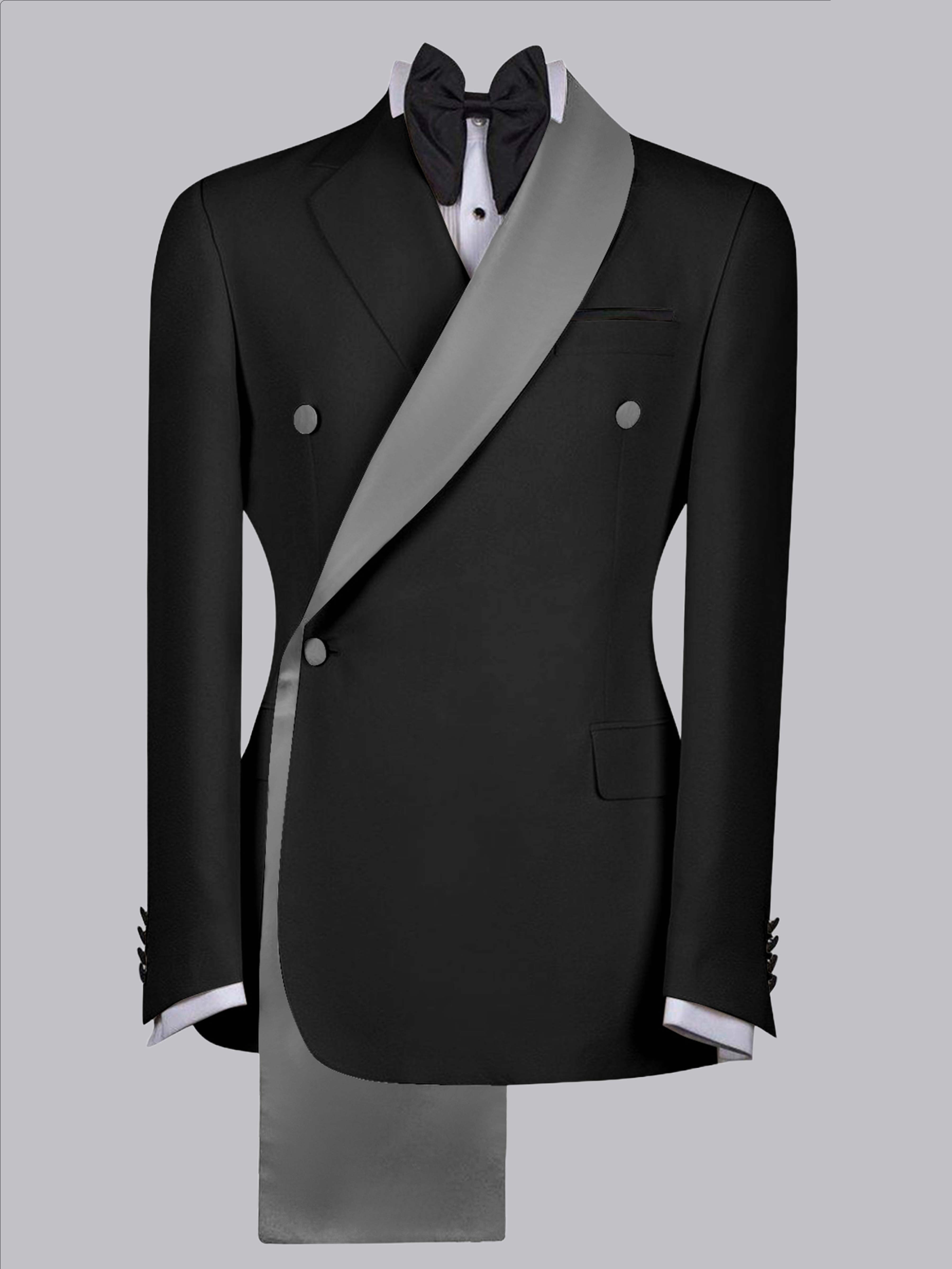 Refined Trim Detail Men's Shawl Lapel Suit Jacket