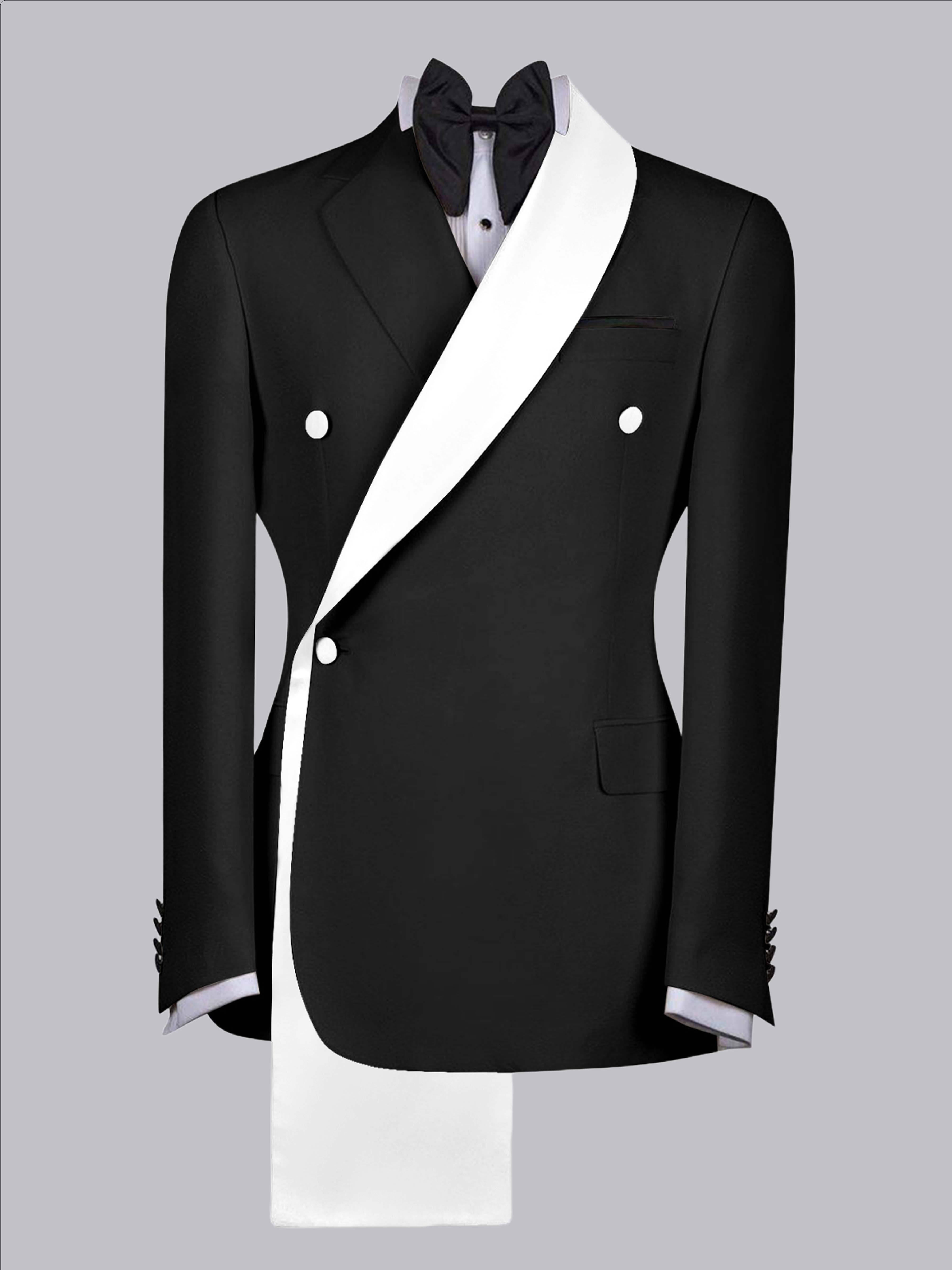 Refined Trim Detail Men's Shawl Lapel Suit Jacket