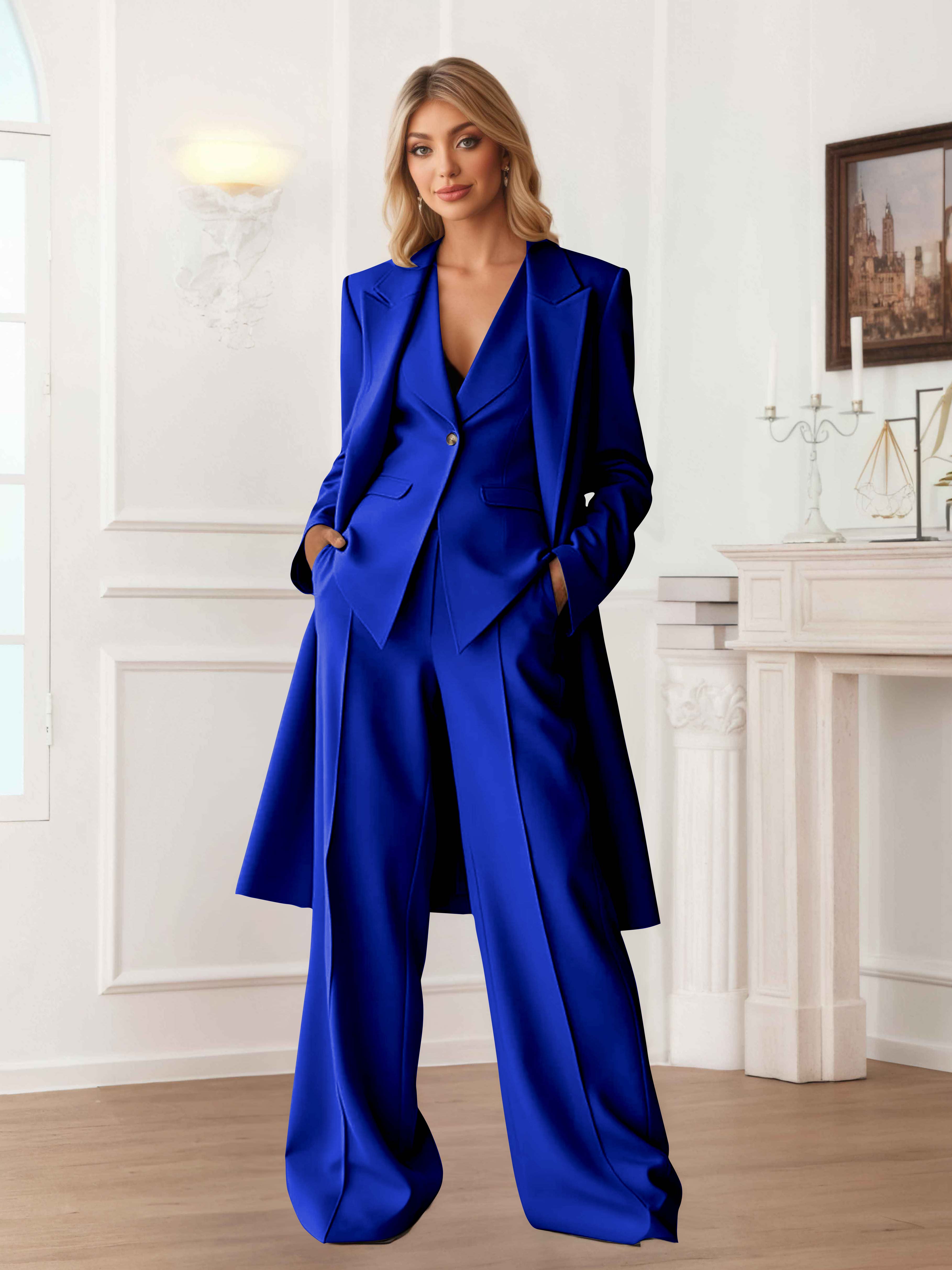 Elegant Women's 3 Pieces Casual Blazer and Pants Set