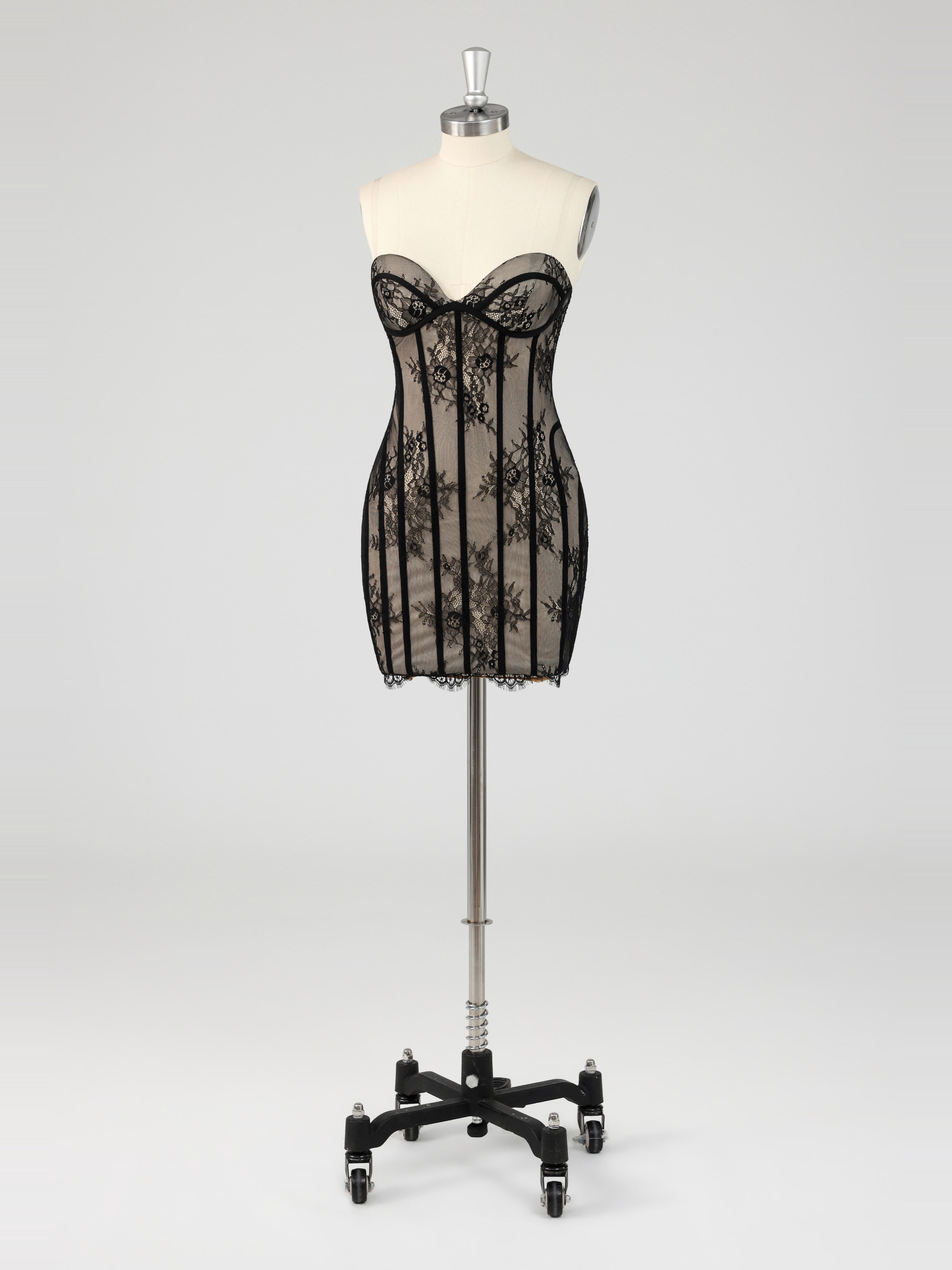 Sexy Strapless Sheer Lace Mini Cocktail Dresses