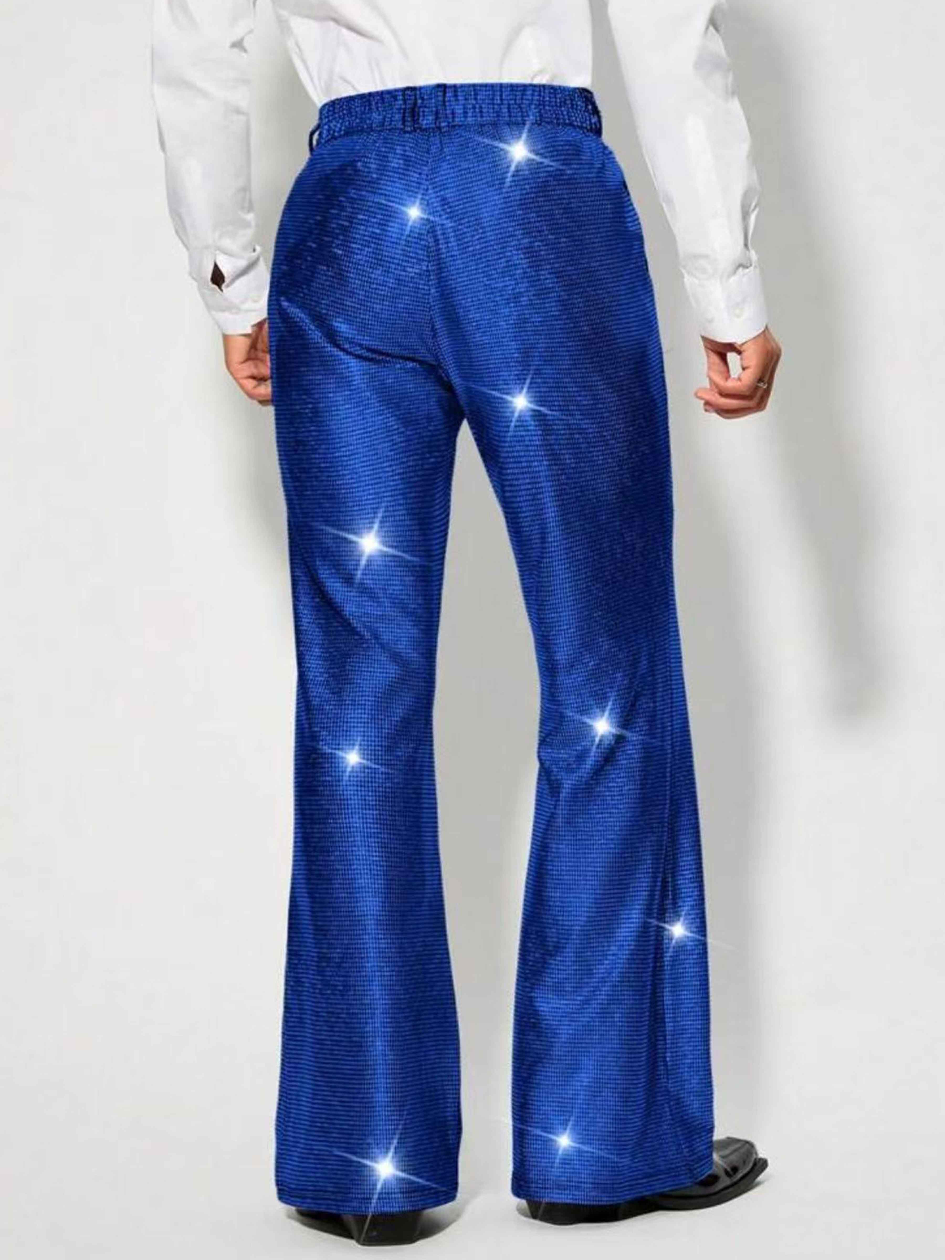 Shiny Sequined Mid-rise Straight Leg Standard Fit Formal Trousers