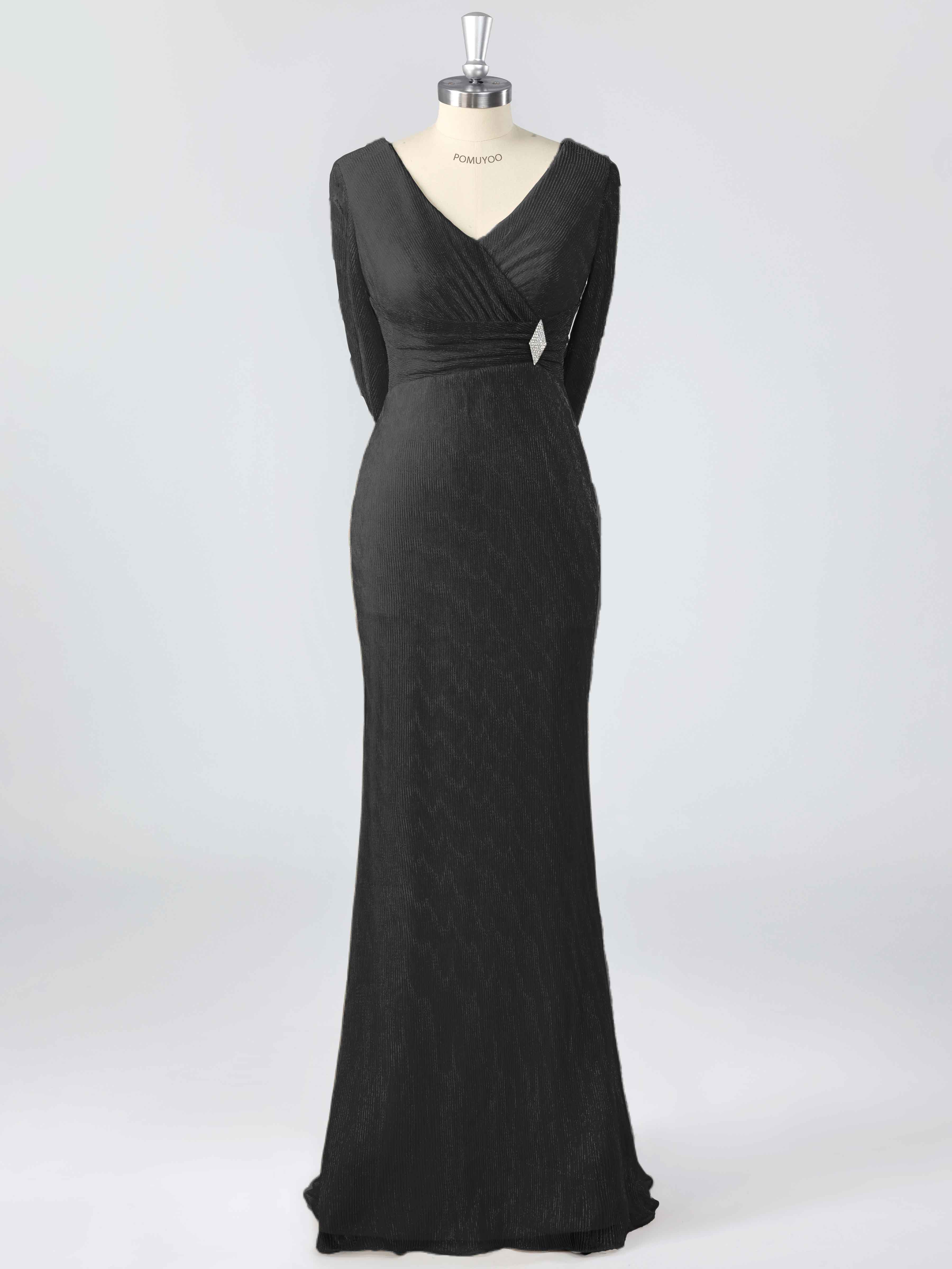 Simple Modest V-Neck Beading Sheath Mother of the Bride Dresses With Cape