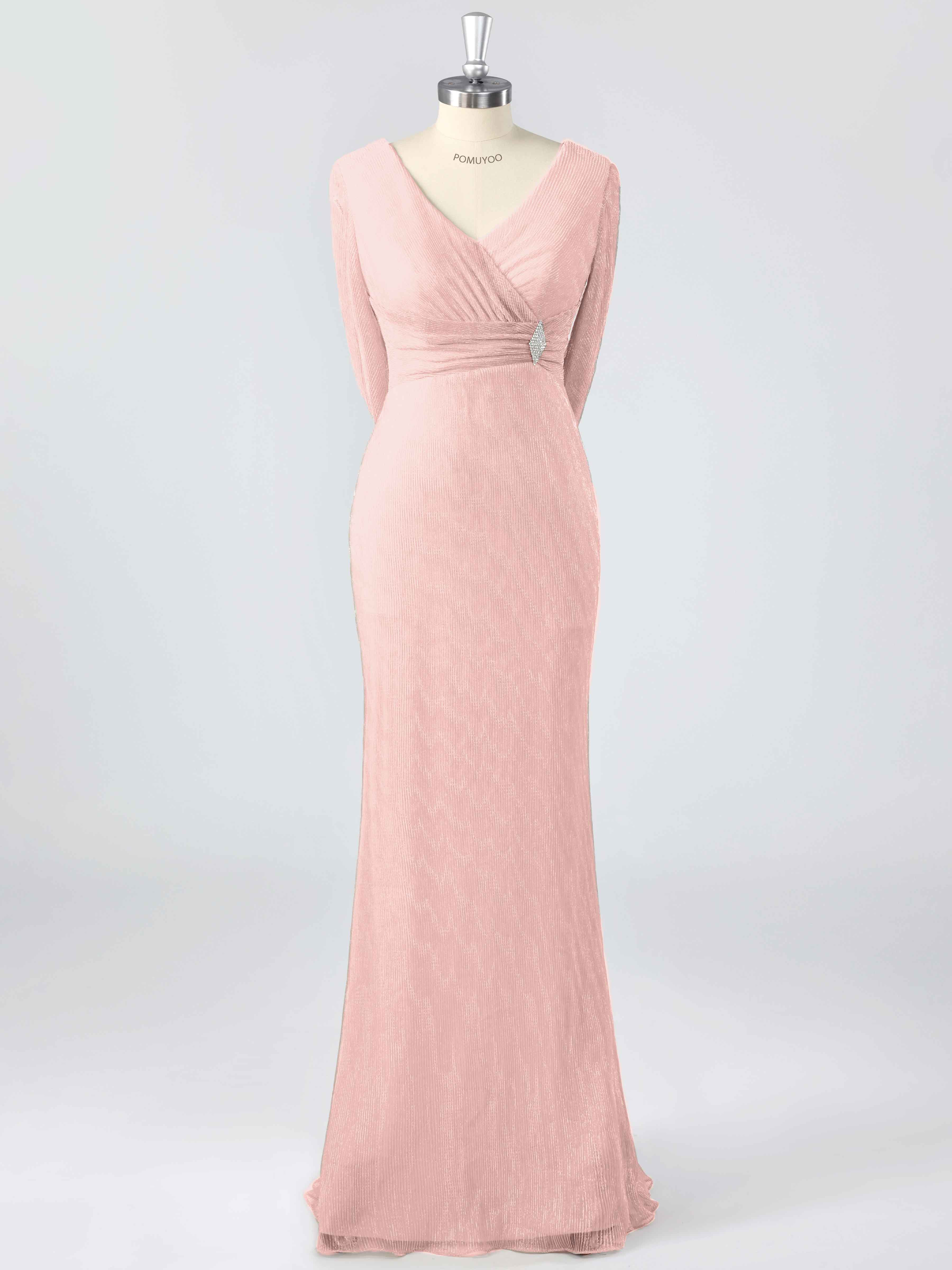 Simple Modest V-Neck Beading Sheath Mother of the Bride Dresses With Cape
