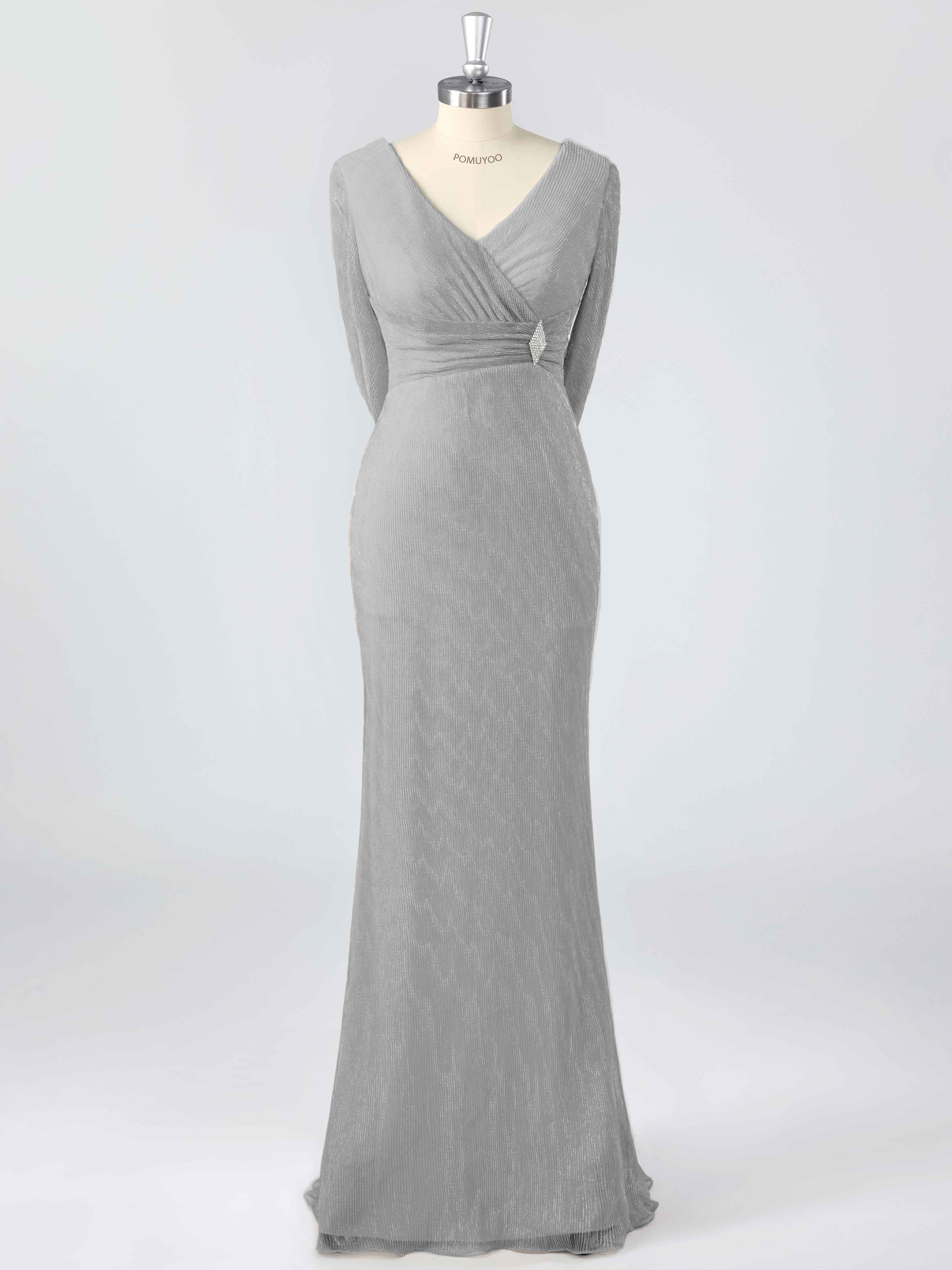 Simple Modest V-Neck Beading Sheath Mother of the Bride Dresses With Cape