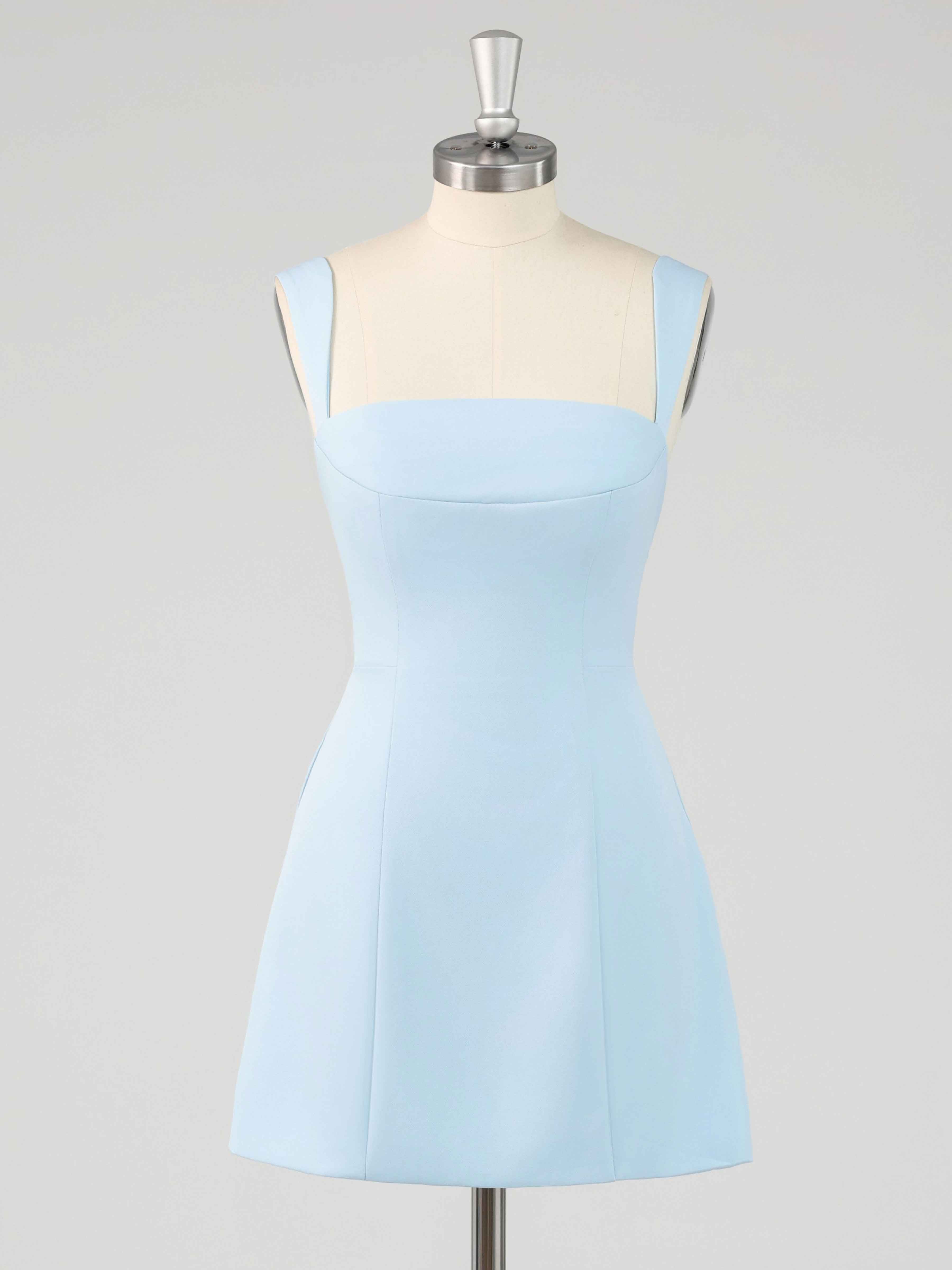 Simple Square Neck Sheath Mini Homecoming Dresses