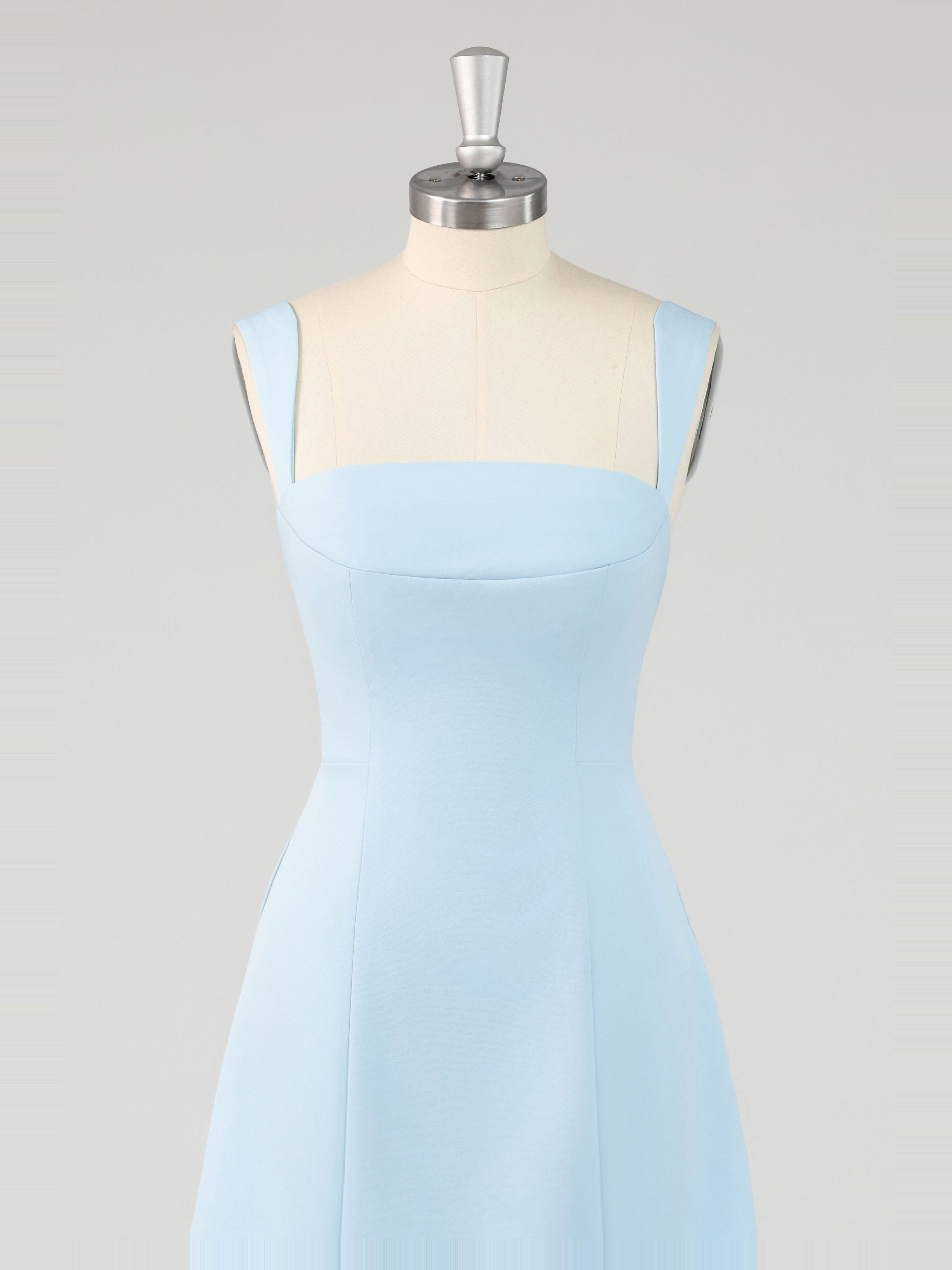 Simple Square Neck Sheath Mini Homecoming Dresses