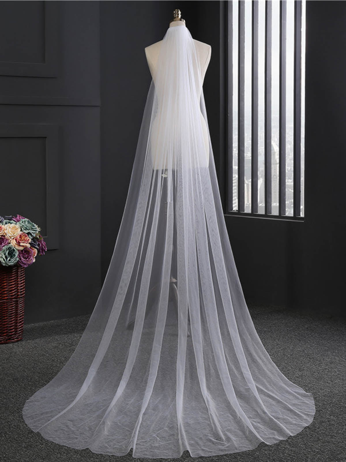 Simple Charming One-Tier Wedding Cut Edge Tulle Bridal Veil