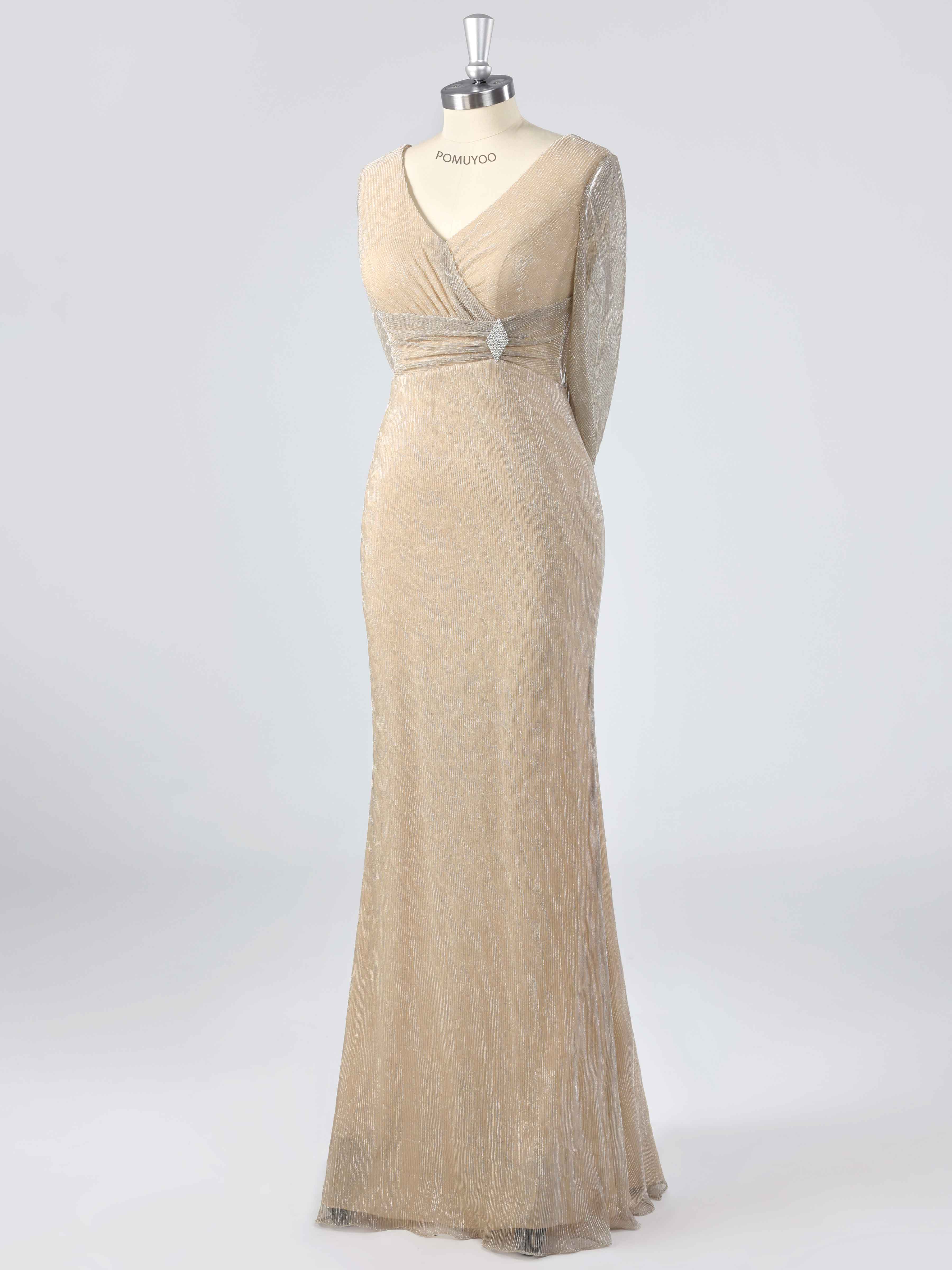 Simple Modest V-Neck Beading Sheath Mother of the Bride Dresses With Cape