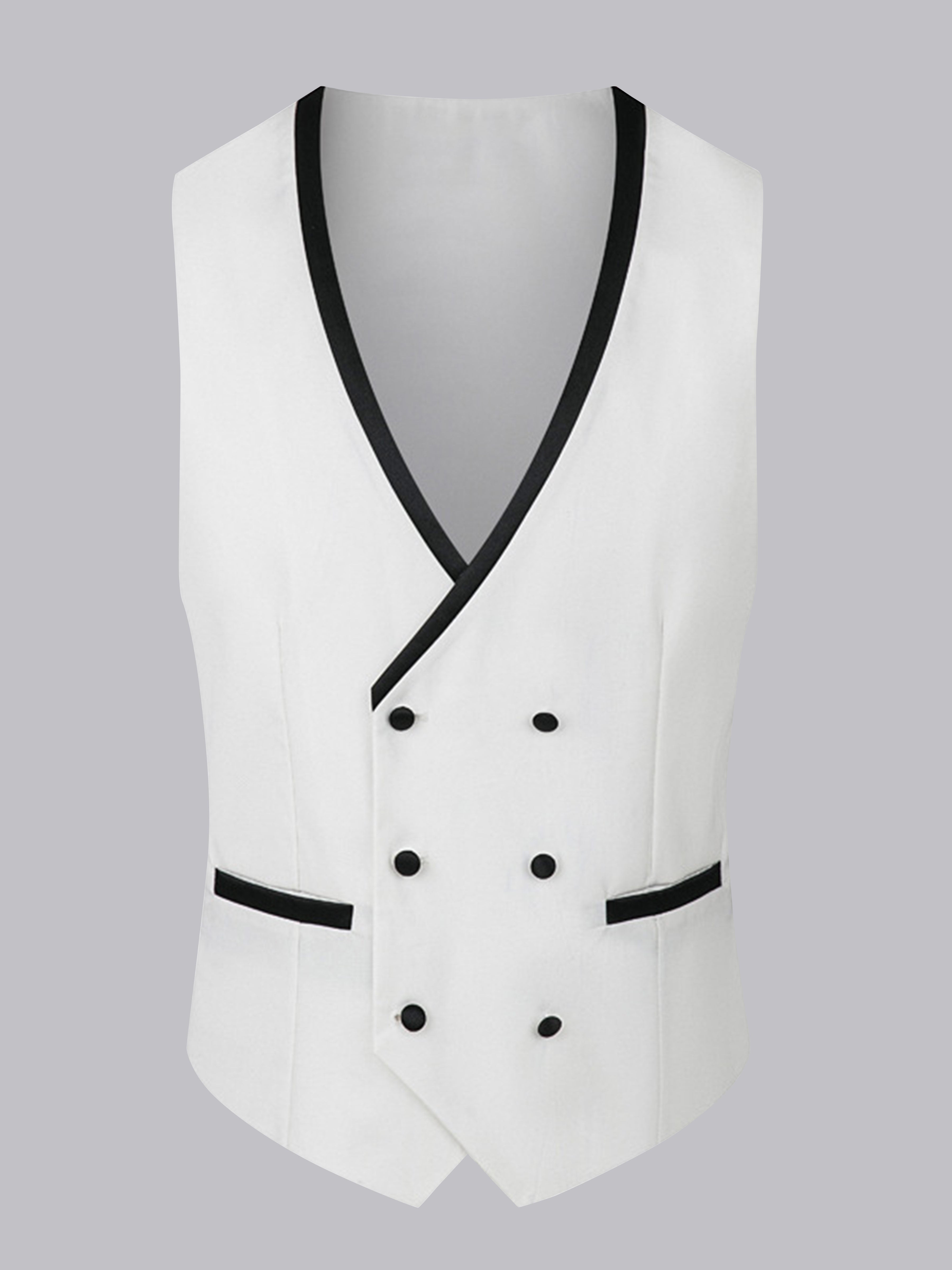 Stylish 3 Pieces Men's Contrast Trim One Button Shawl Lapel Suit For Semi Formal