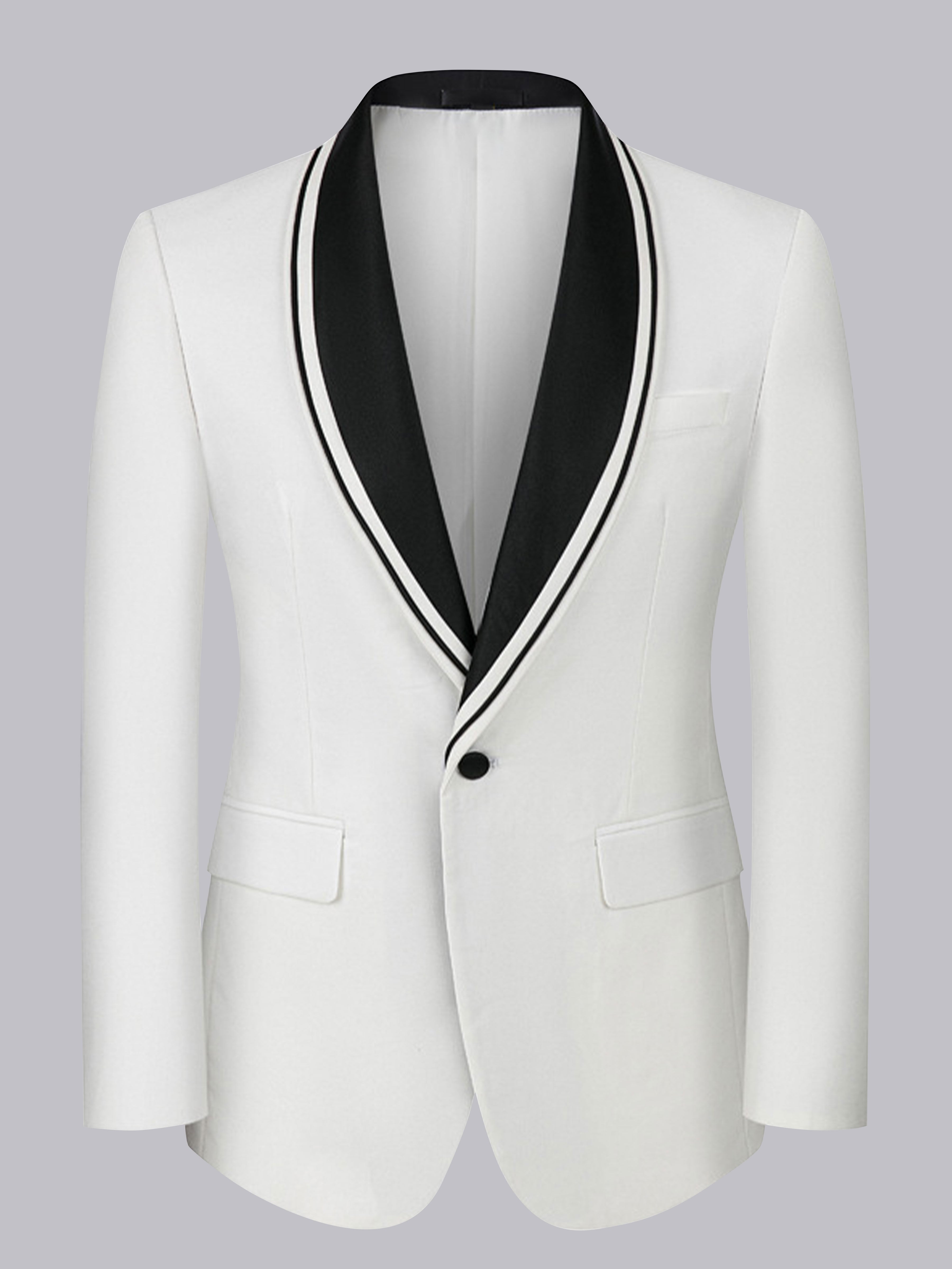 Stylish 3 Pieces Men's Contrast Trim One Button Shawl Lapel Suit For Semi Formal