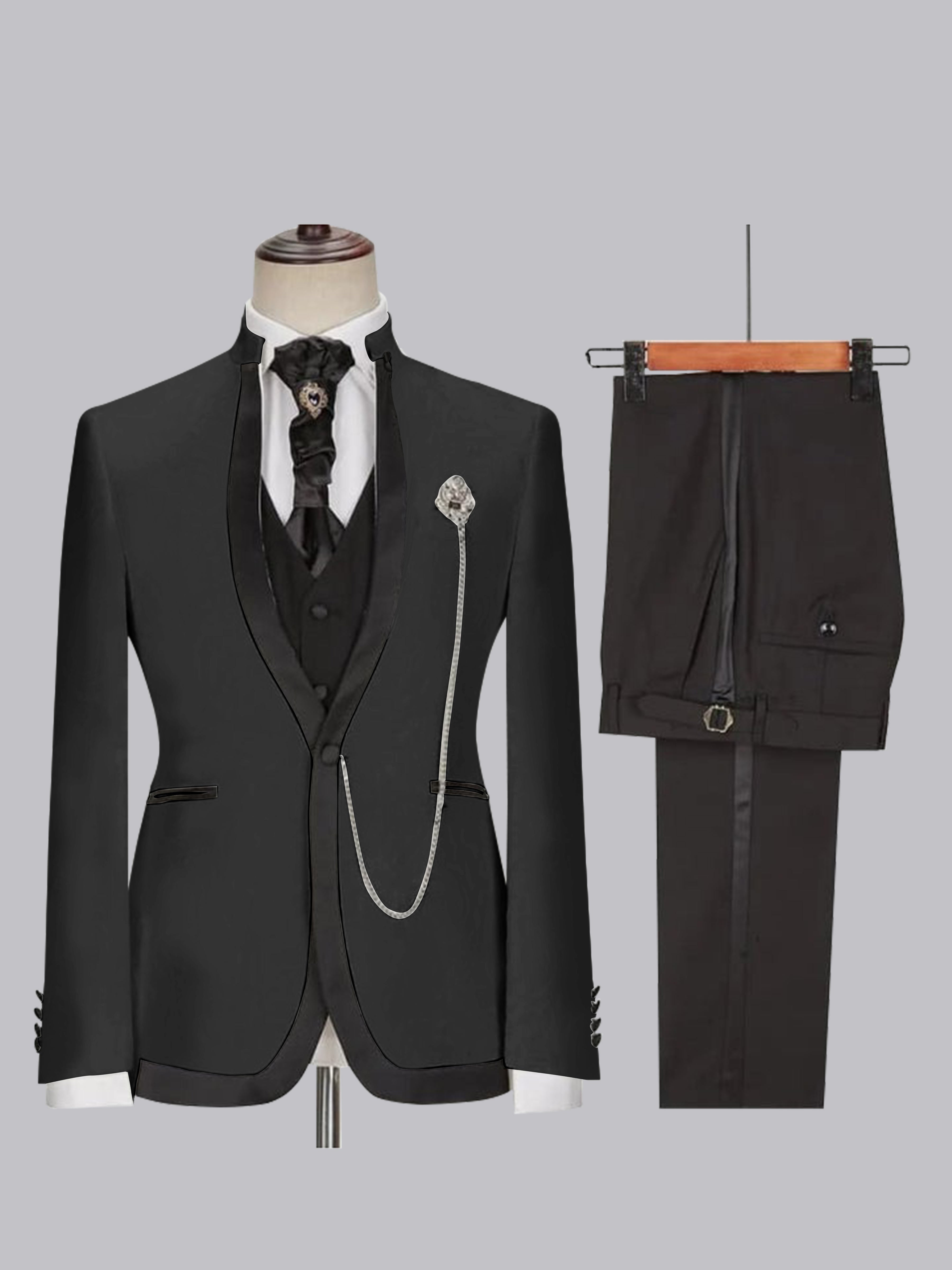 Stylish Men's Slim Fit One Button 3 Pieces Wedding Suits