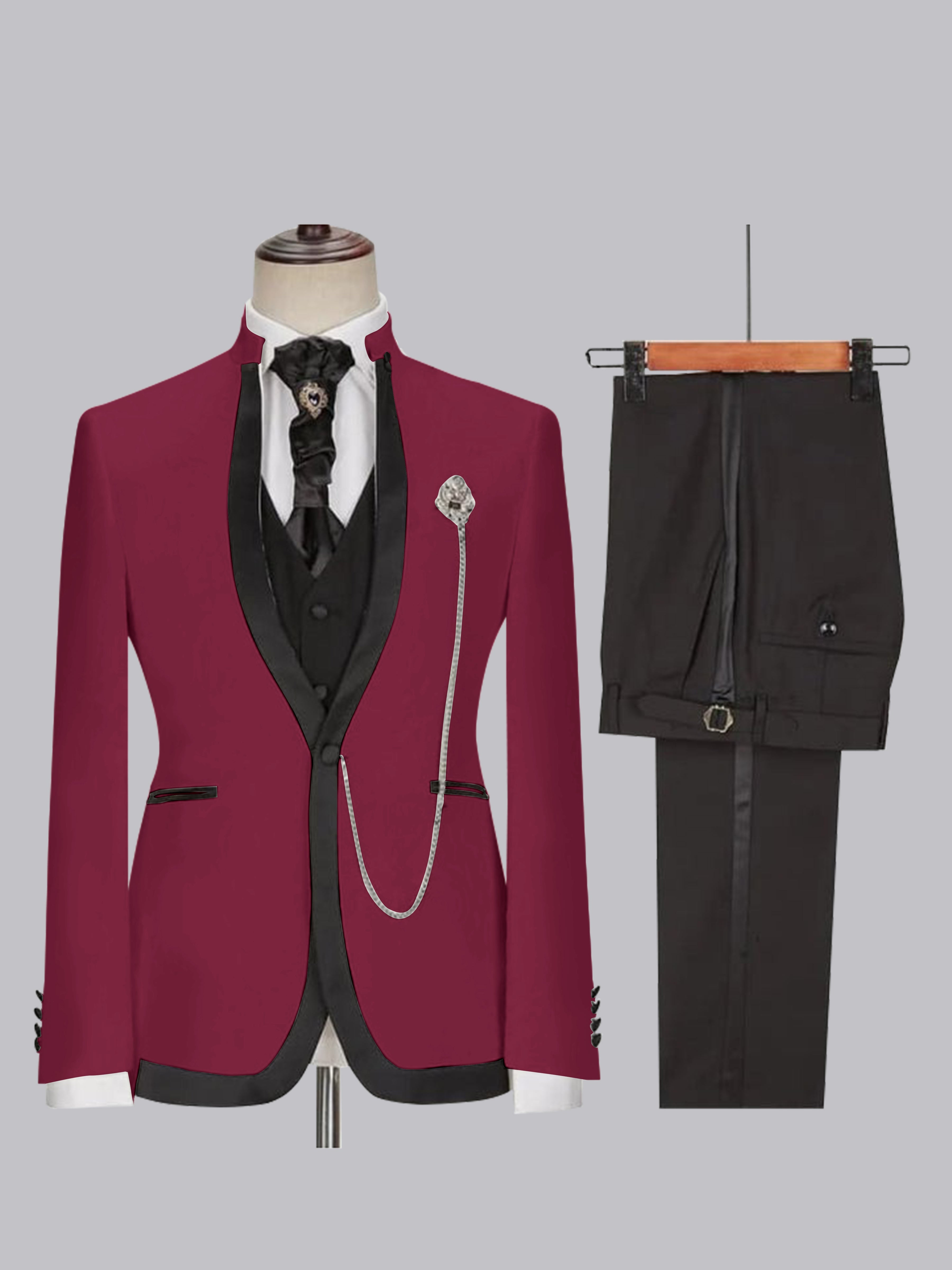 Stylish Men's Slim Fit One Button 3 Pieces Wedding Suits