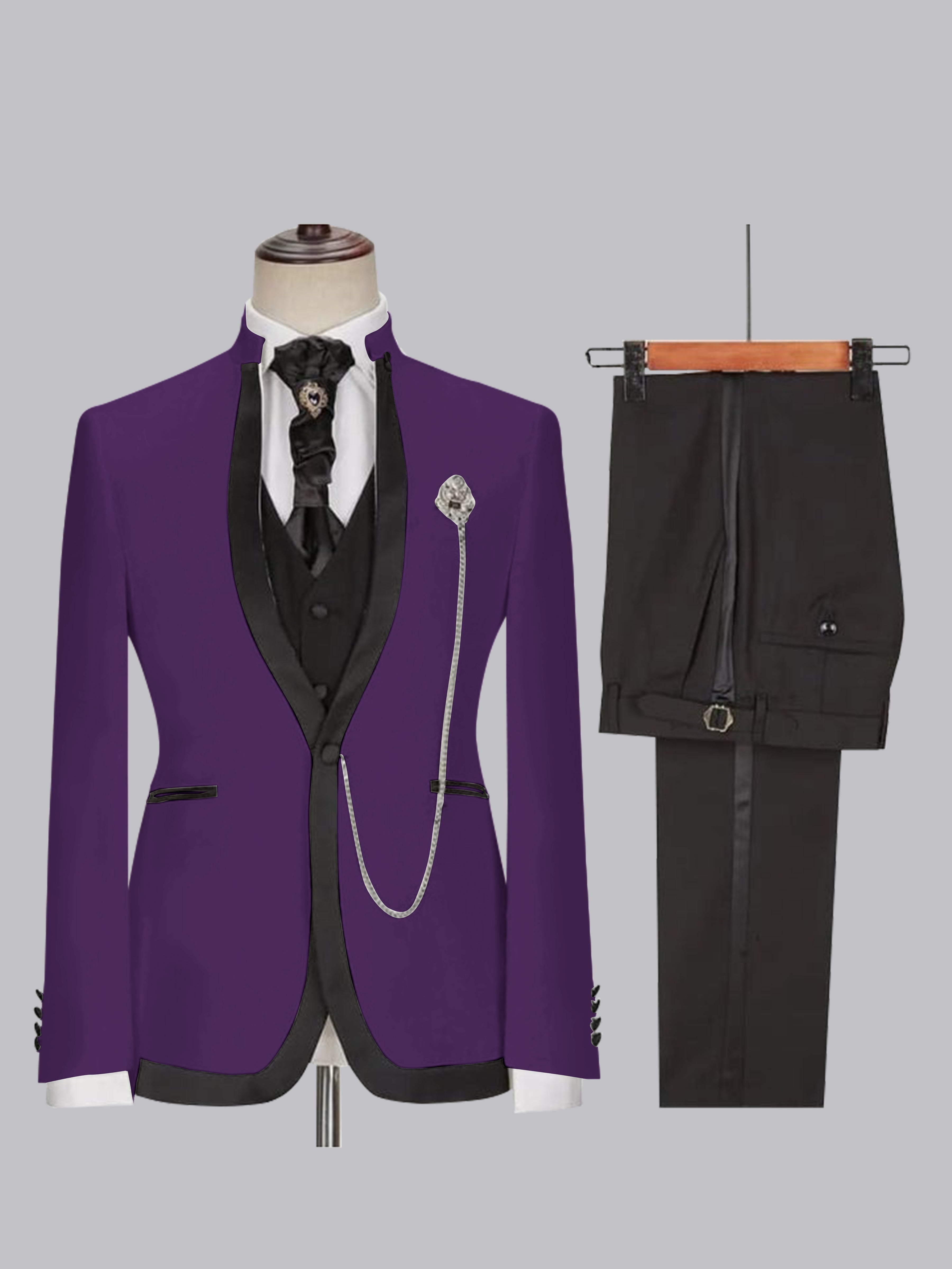 Stylish Men's Slim Fit One Button 3 Pieces Wedding Suits