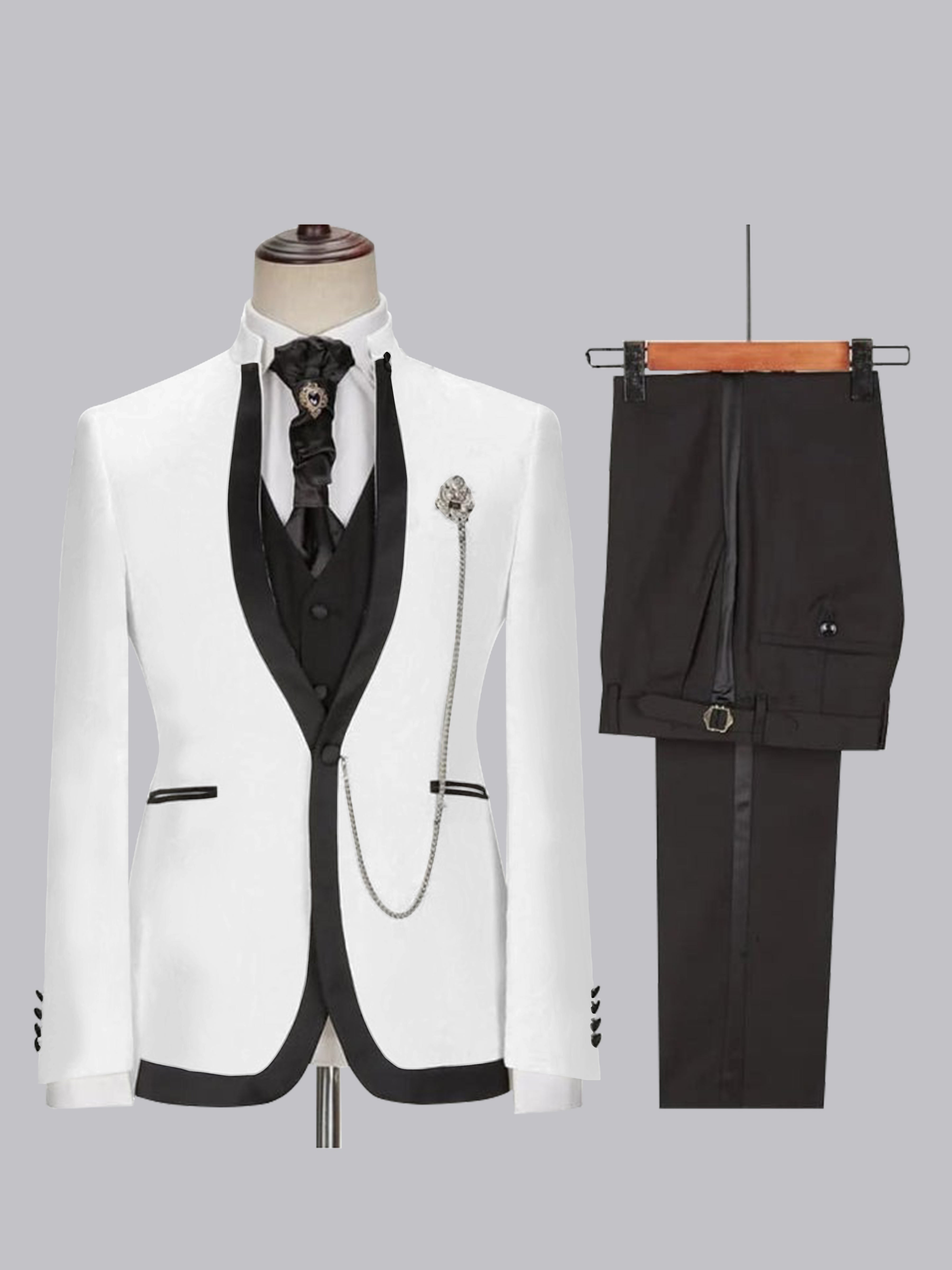 Stylish Men's Slim Fit One Button 3 Pieces Wedding Suits