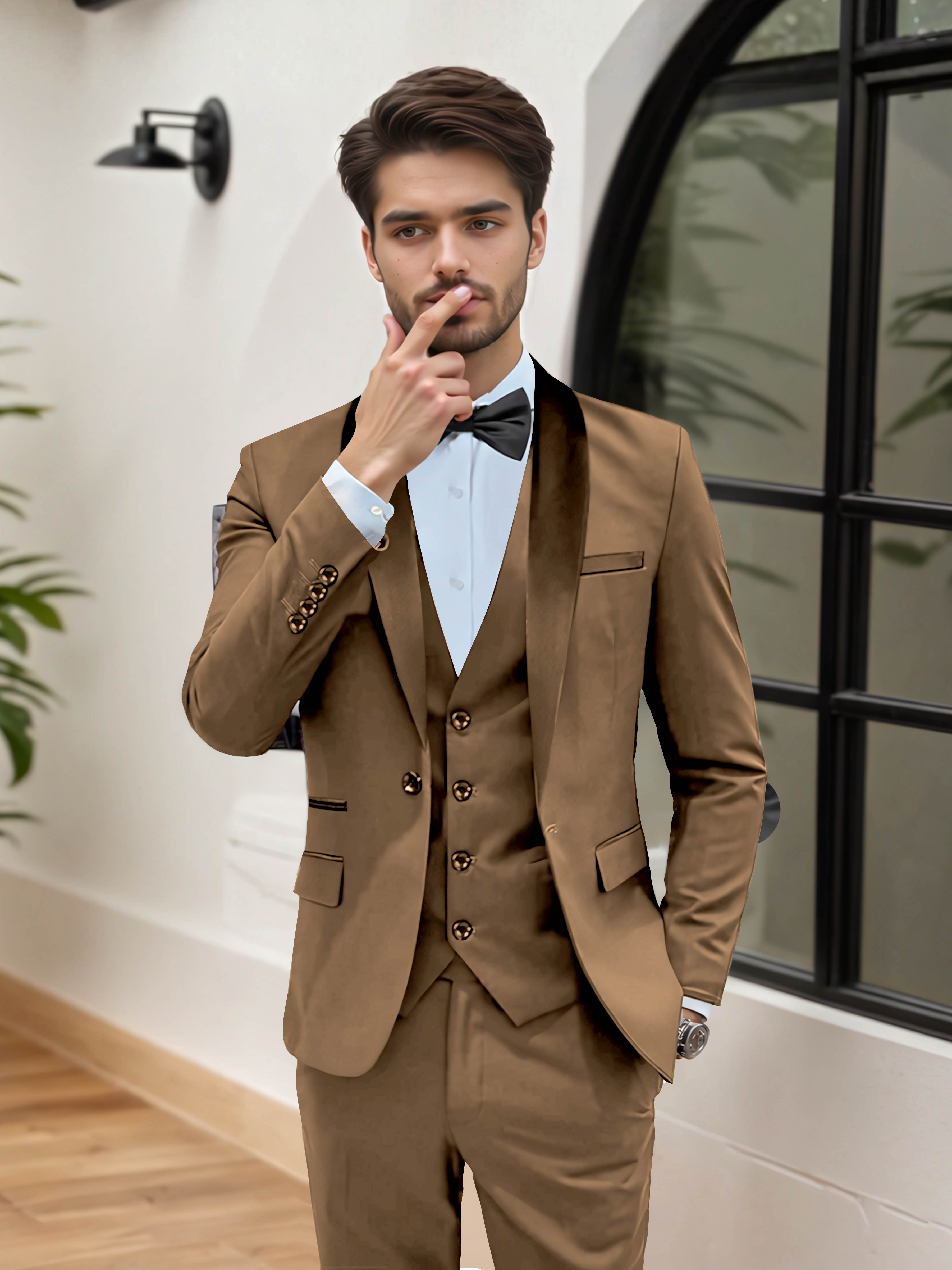 Stylish Men's Wedding Suit 3 Pieces One Button Event Suits